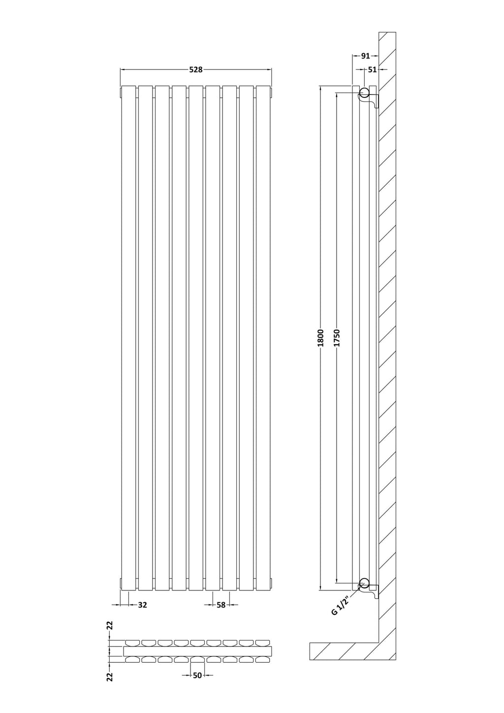Gentle radiator with vertical panels perfect for modern bathrooms, made from durable materials for efficient heating and stylish decor.