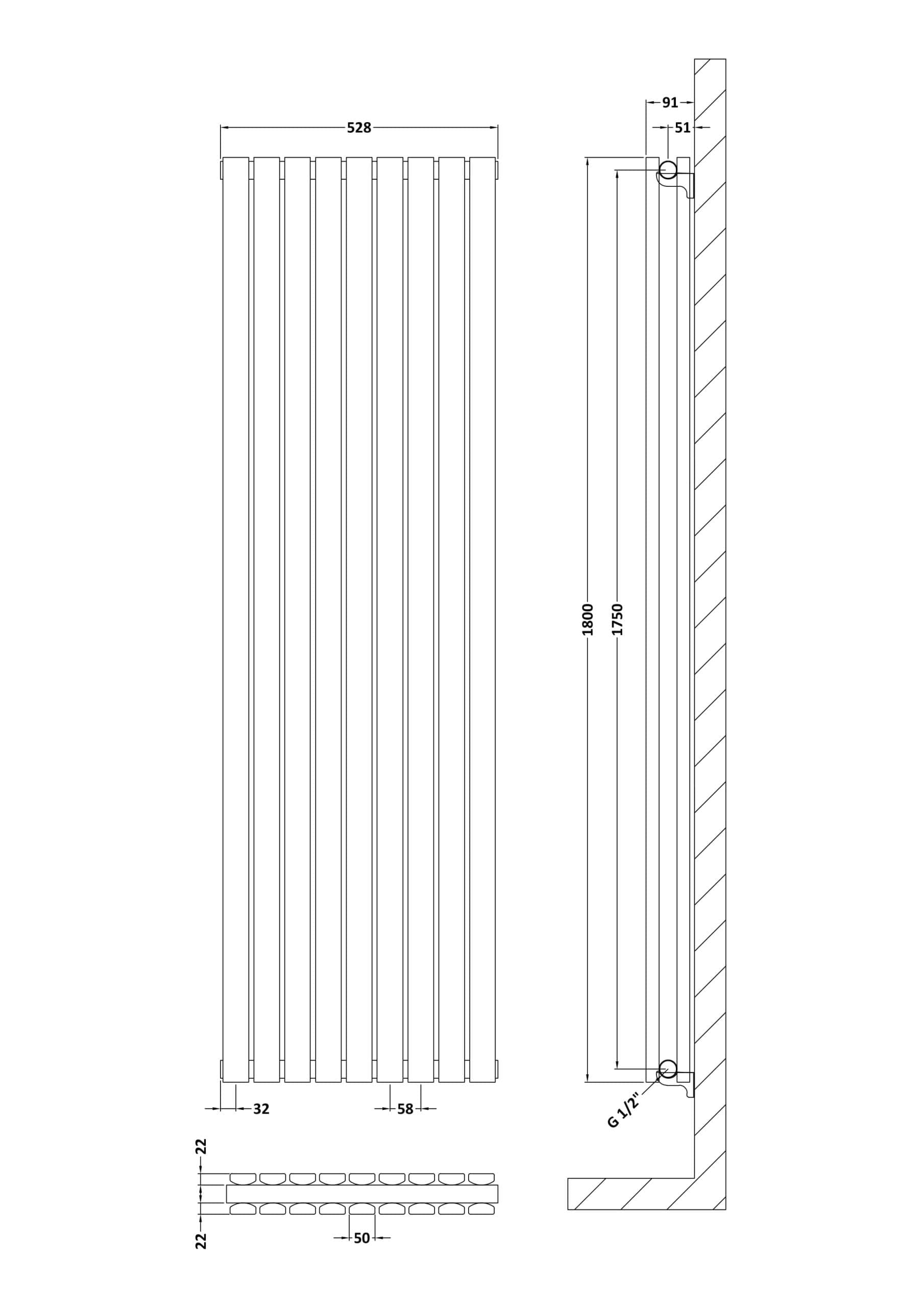 Gentle radiator with vertical panels perfect for modern bathrooms, made from durable materials for efficient heating and stylish decor.