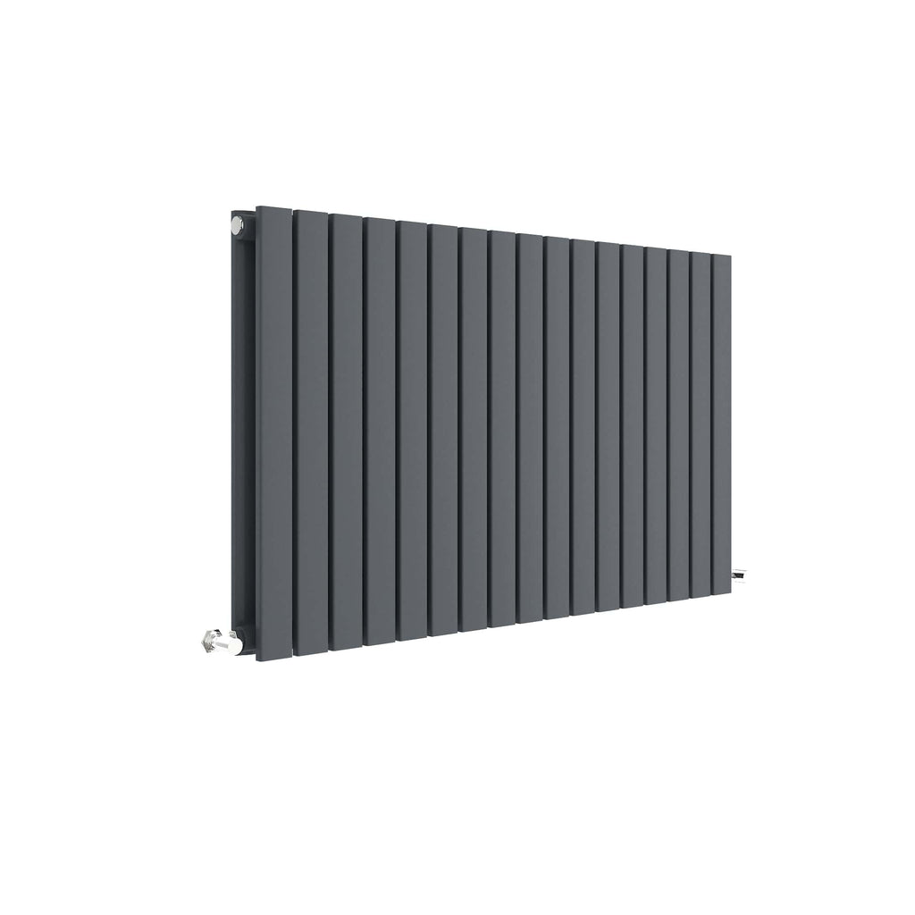 Stylish modern grey vertical panel radiator suitable for contemporary bathroom design, providing efficient heating and adding a sleek aesthetic to your bathroom space.