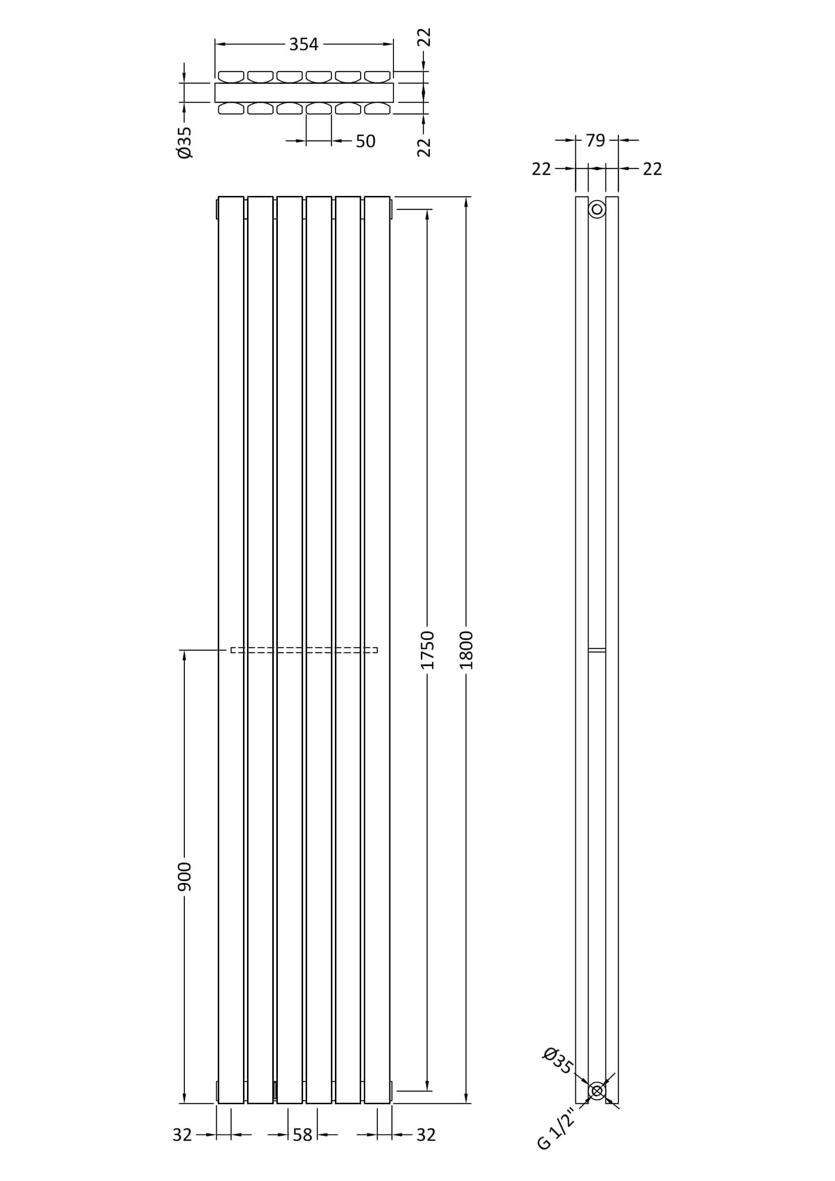 Modern vertical radiator for bathroom heating, featuring sleek design and durable steel construction, ideal for contemporary bathroom interiors.