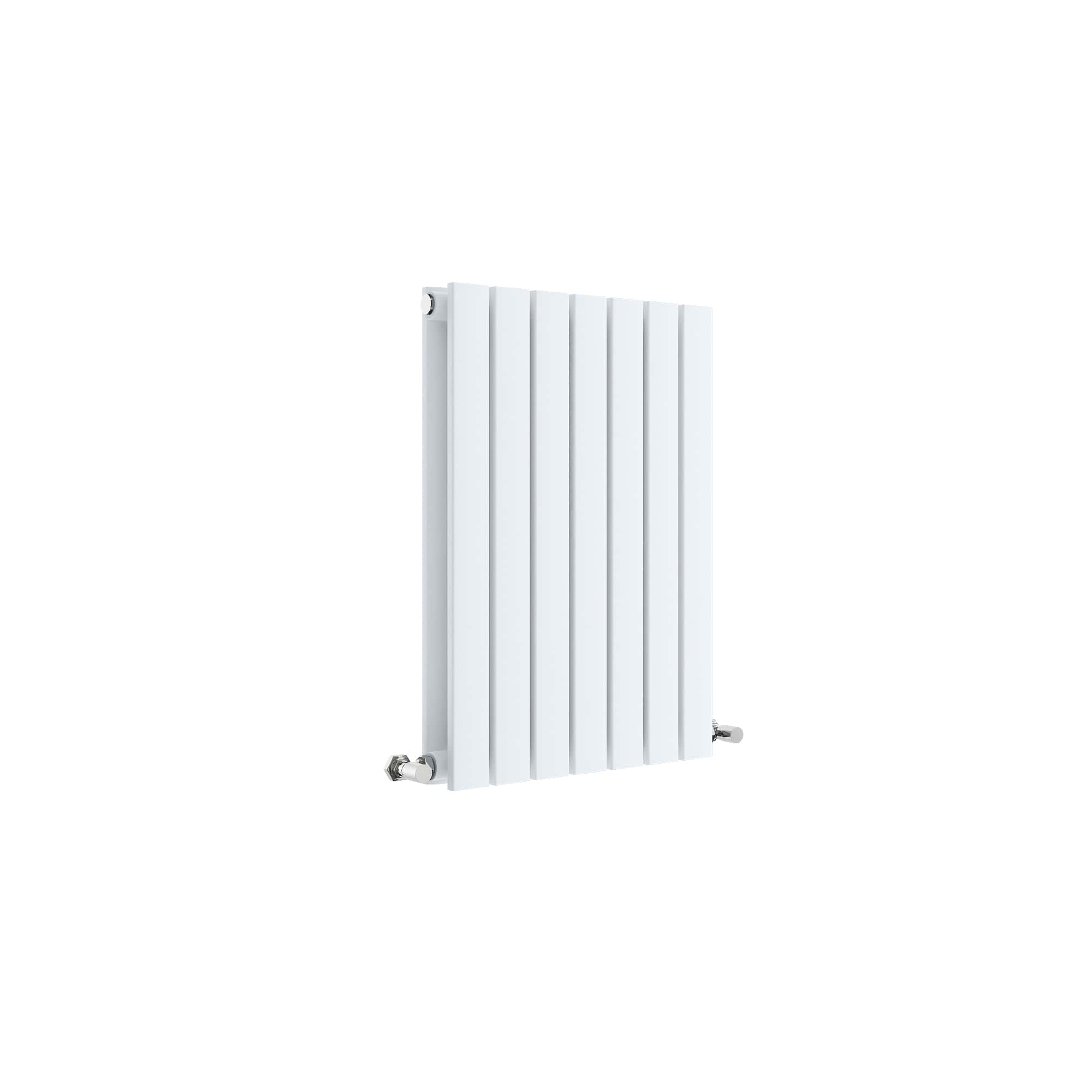 Radiator heating panel for modern bathrooms and homes, featuring vertical white fins, durable construction, and efficient heat distribution, ideal for bathroom radiator solutions.