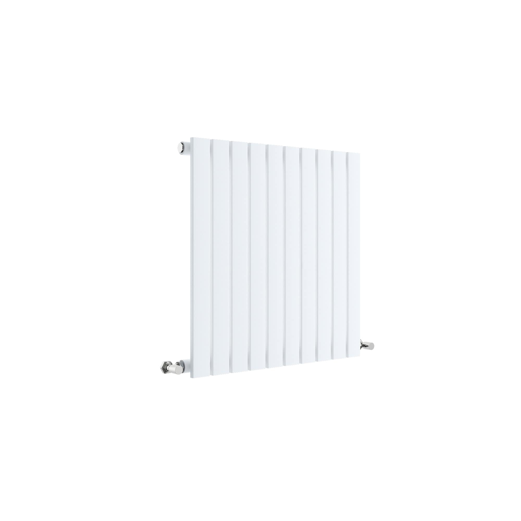 Modern white radiator with vertical panel design, ideal for contemporary bathrooms and heating solutions. Durable aluminium construction with easy wall mounting for efficient heat distribution.