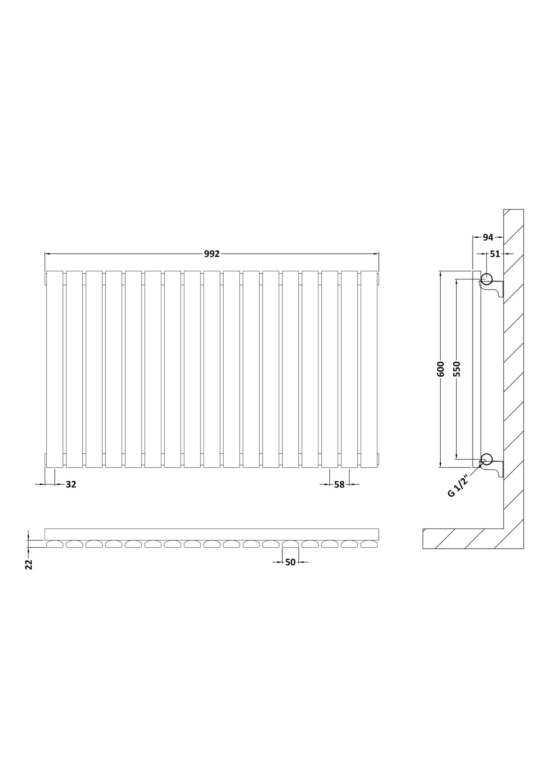 Modern radiator design for Bubly Bathrooms in UK homes, featuring sleek vertical panels, precise measurements, and high-quality materials for efficient heating and stylish bathroom decor.