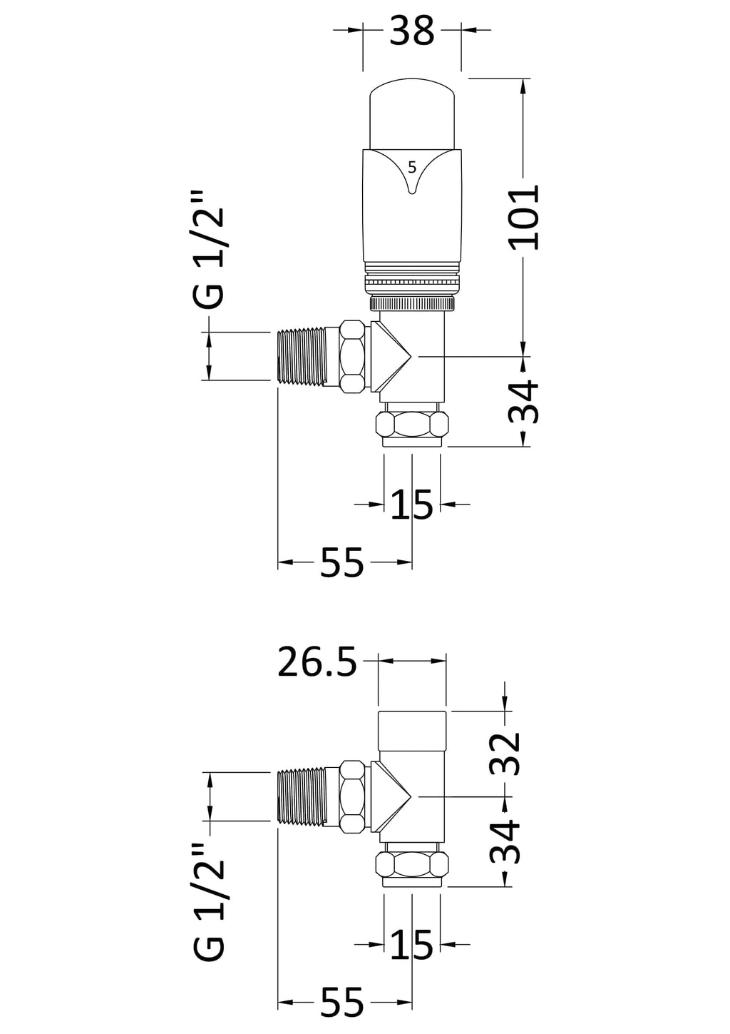 High-quality bathroom valve with detailed technical drawing, showcasing dimensions and installation specifications for Bubly Bathrooms. Perfect for modern bathroom plumbing design.