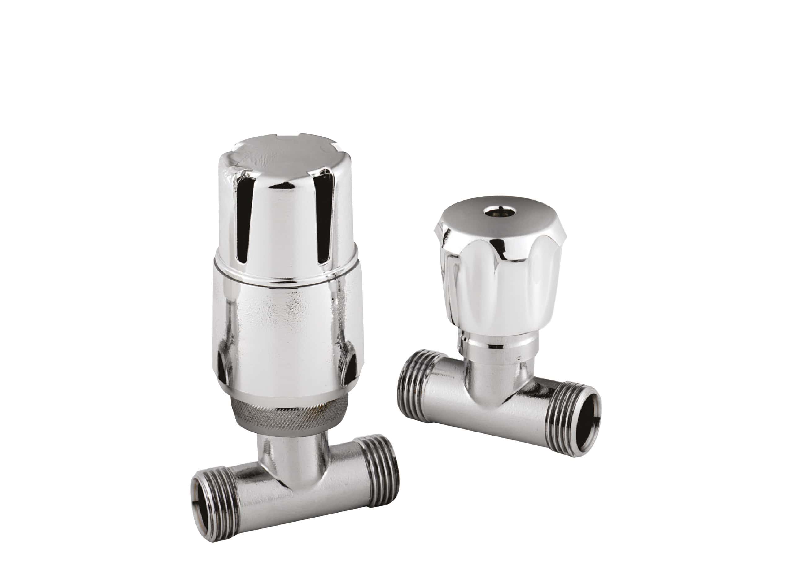 Shower valve thermostatic control with chrome finish for bathroom plumbing installations. High-quality, durable, and easy to install, ideal for modern bathrooms.