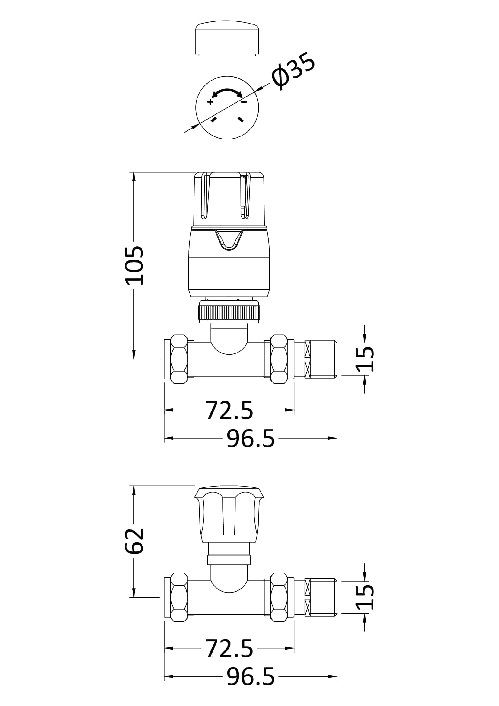 Chrome traditional tap for baths and sinks, with detailed technical drawing and measurements for bathroom upgrade or installation.