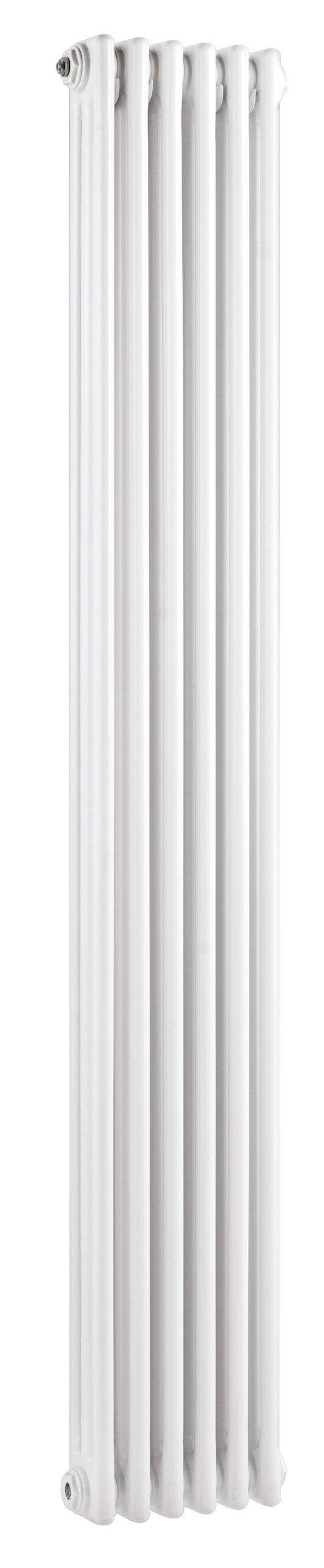 Radiator for bathroom heating, white vertical panel heater, modern bathroom radiator design.