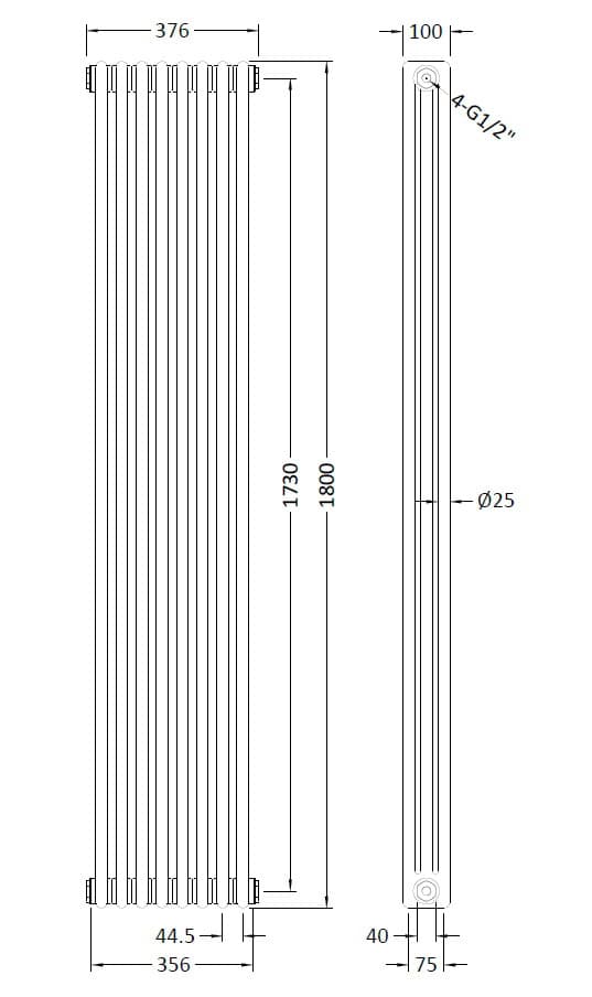 Vertical Designer Radiator for Modern Bathrooms - Bubly Bathrooms.