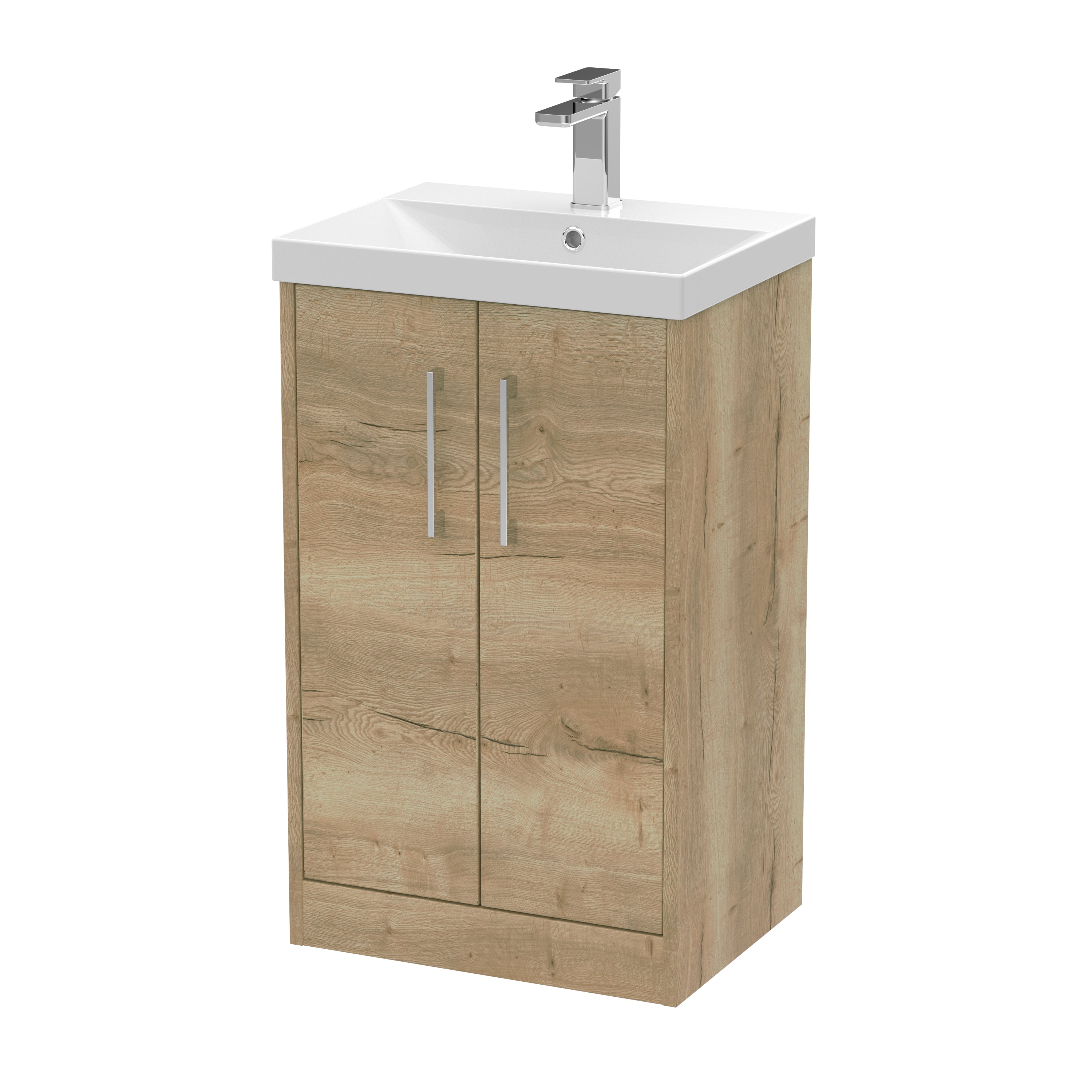 Modern bathroom vanity with wooden finish and white ceramic sink, featuring a sleek chrome tap, perfect for contemporary bathroom renovation and installation.
