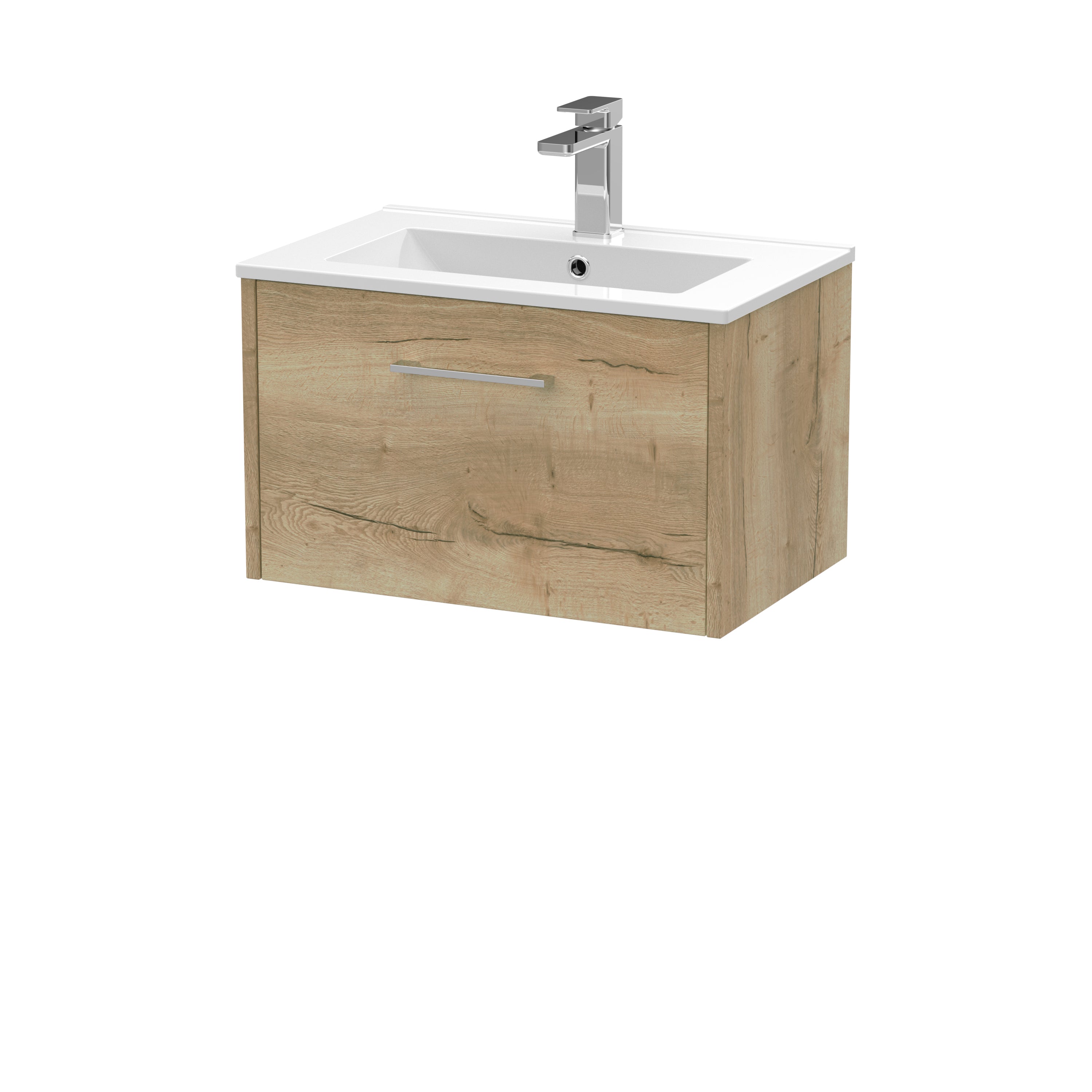 Contemporary bathroom vanity with a natural wood finish, white ceramic sink, and modern chrome faucet, perfect for enhancing bathroom decor.