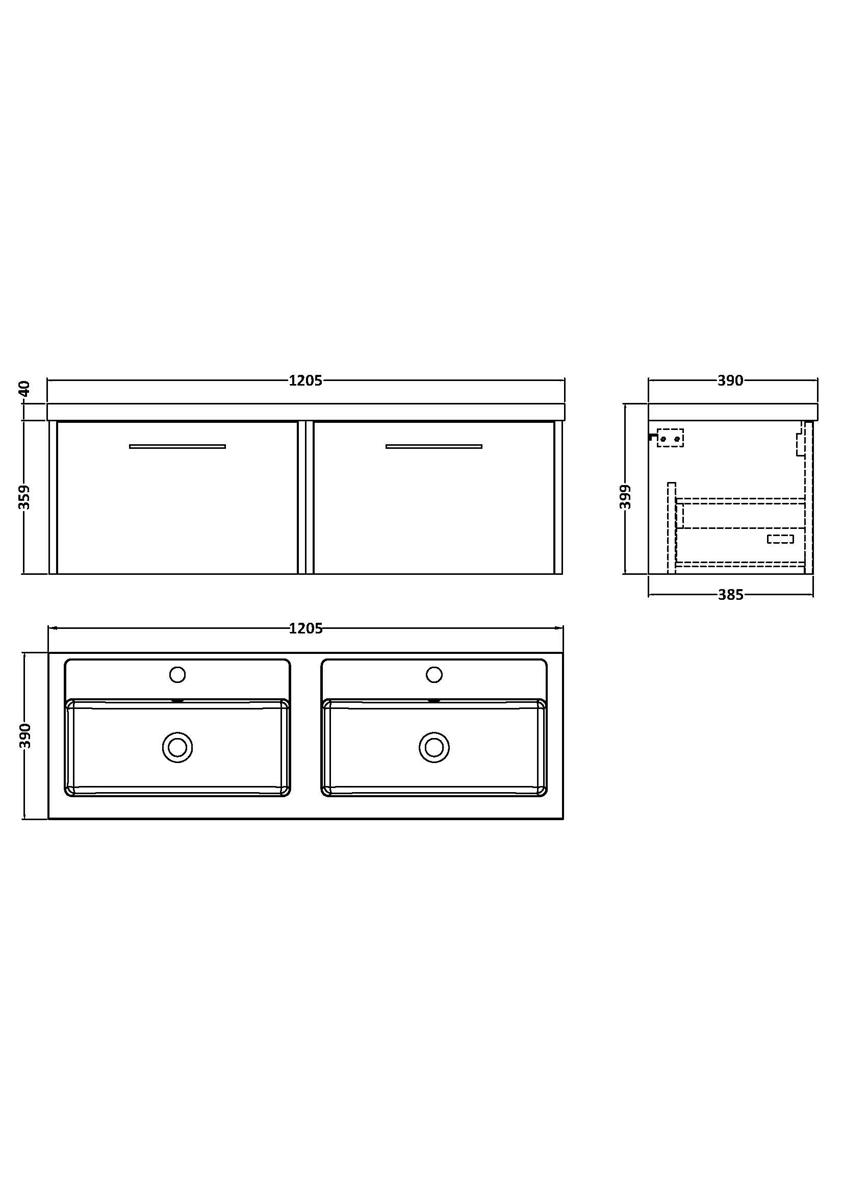 Double sink bathroom vanity cabinet with dual basins and modern handles, ideal for contemporary bathroom designs.