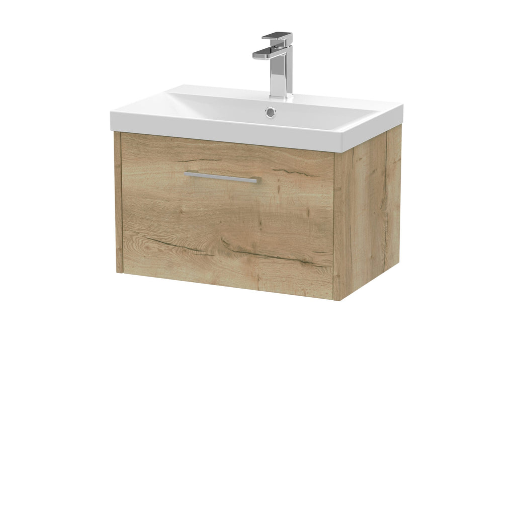 Sleek wooden bathroom vanity unit with integrated sink and modern chrome tap, ideal for contemporary bathroom cabinetry and storage solutions.