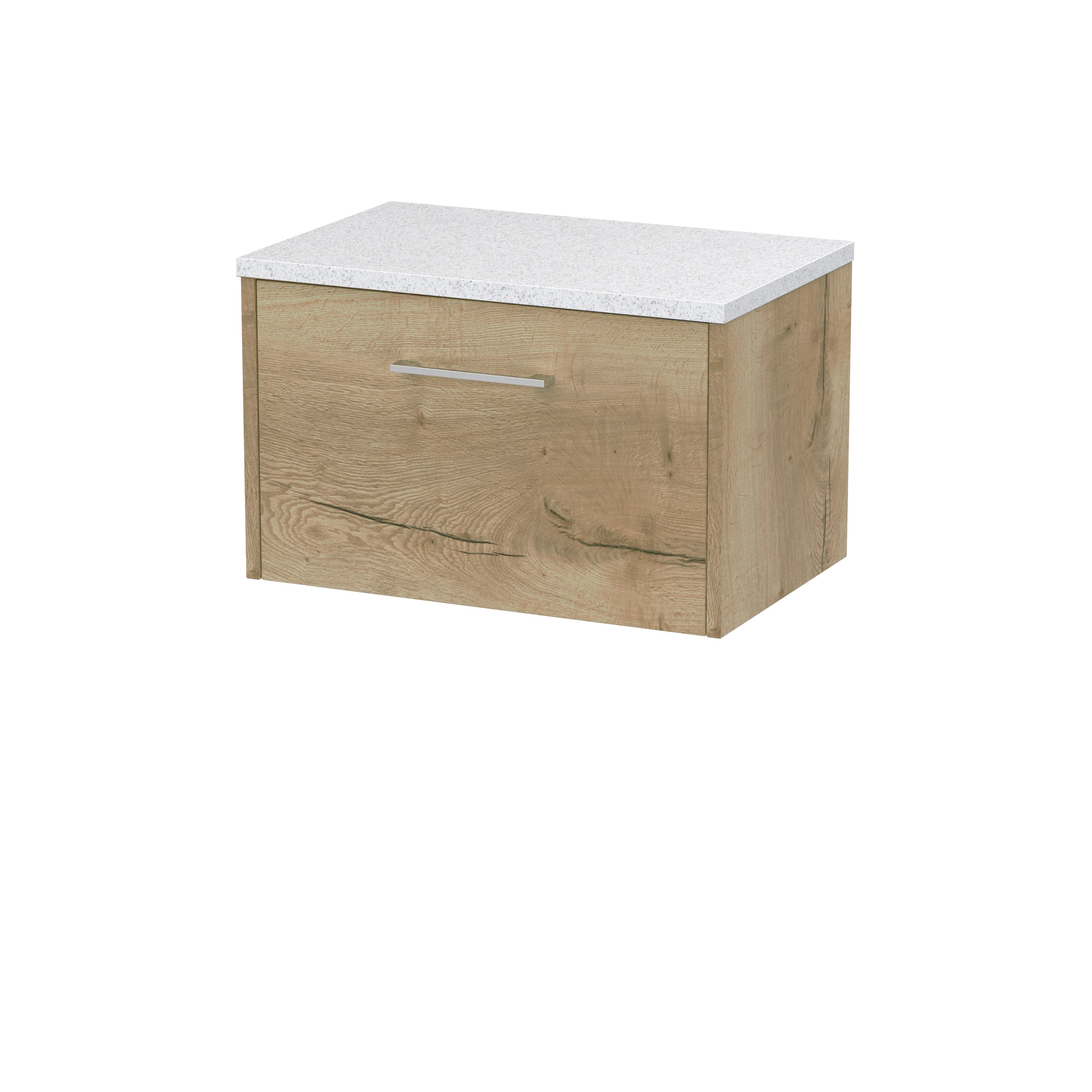 Modern wooden bathroom vanity with a white countertop and sleek handle, ideal for contemporary bathroom designs. Perfect for stylish, functional bathroom storage solutions.