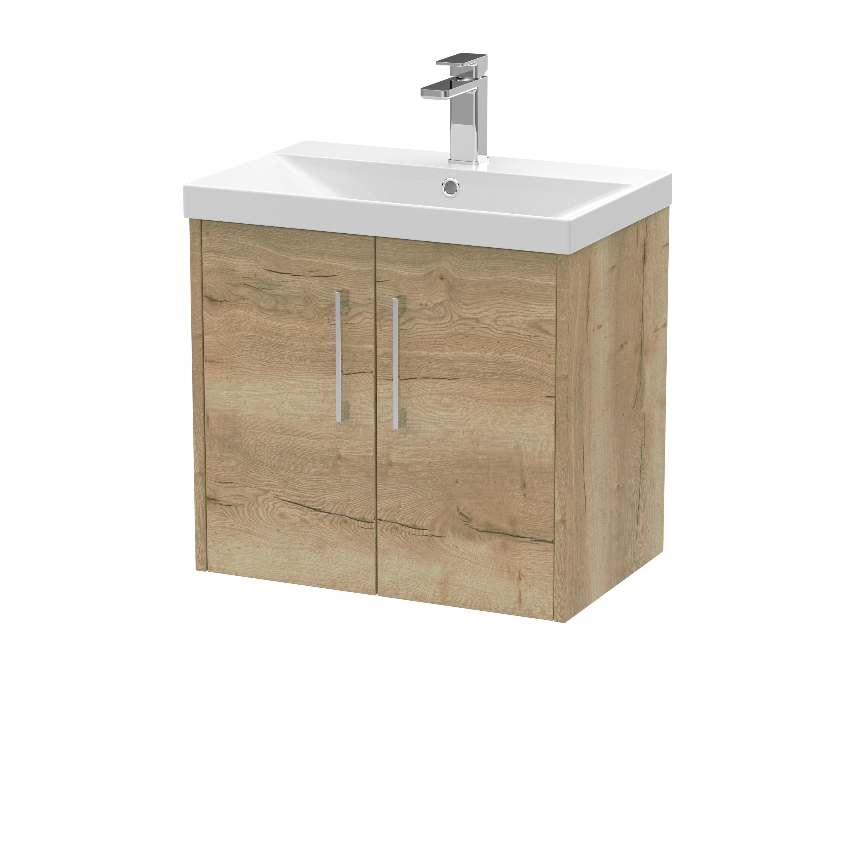 Contemporary bathroom vanity with a white ceramic sink and natural wood finish cabinet, ideal for modern bathroom decor and storage solutions.