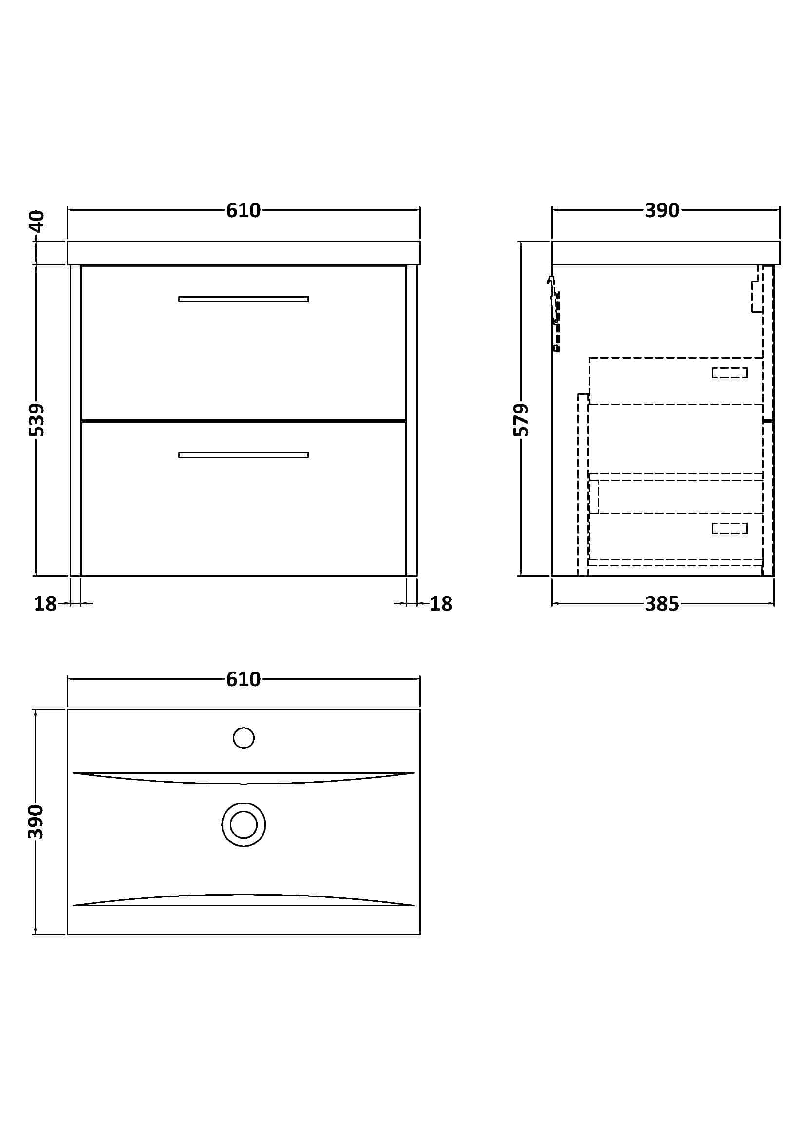 Modern bathroom vanity with two drawers, sleek design, and ample storage space. Perfect for contemporary bathrooms, combining style and functionality for a clean, organised look.