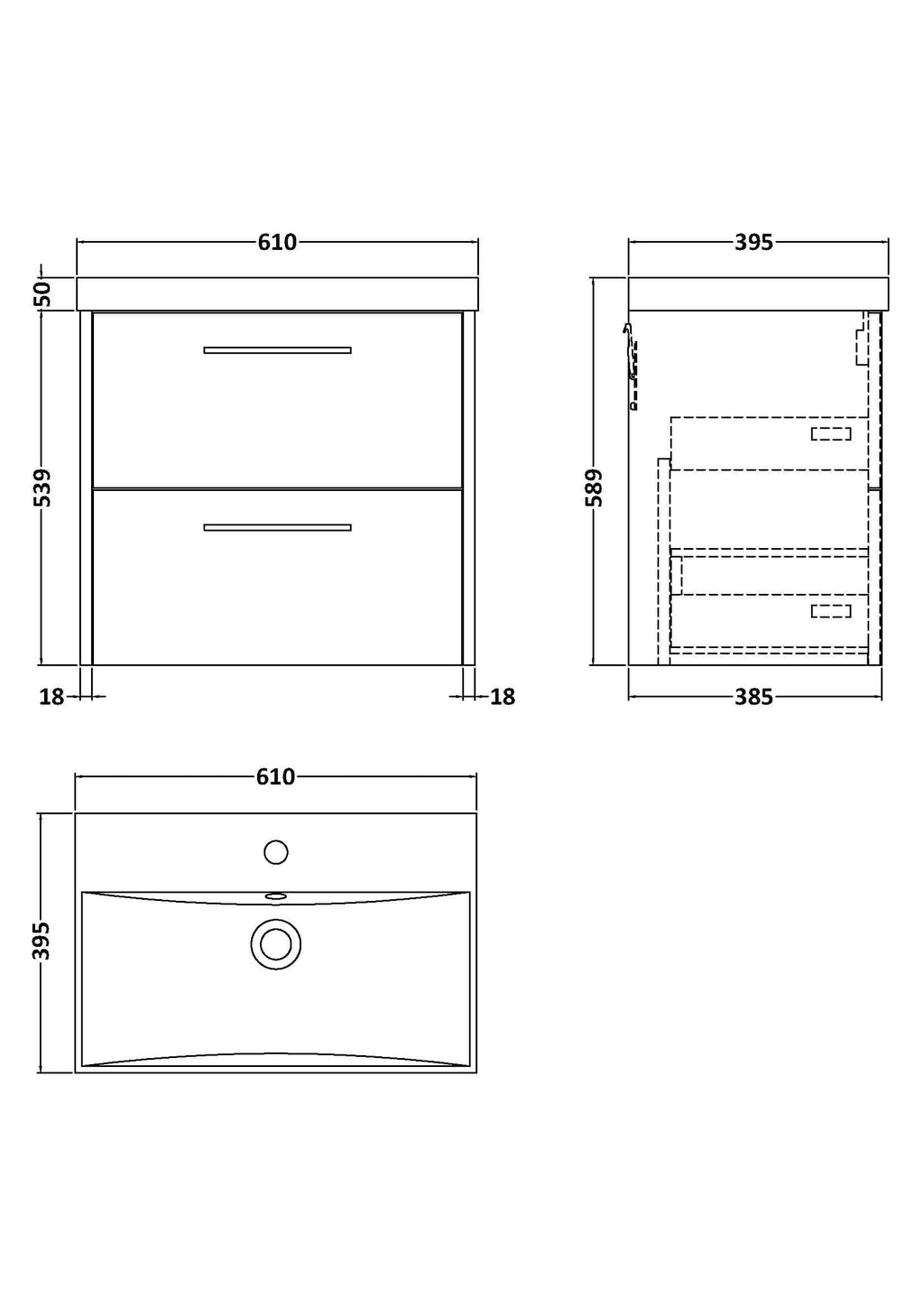 Modern bathroom vanity unit with double drawers and sleek handles, designed for stylish Bubly bathrooms. Perfect storage solution for contemporary bathroom spaces.