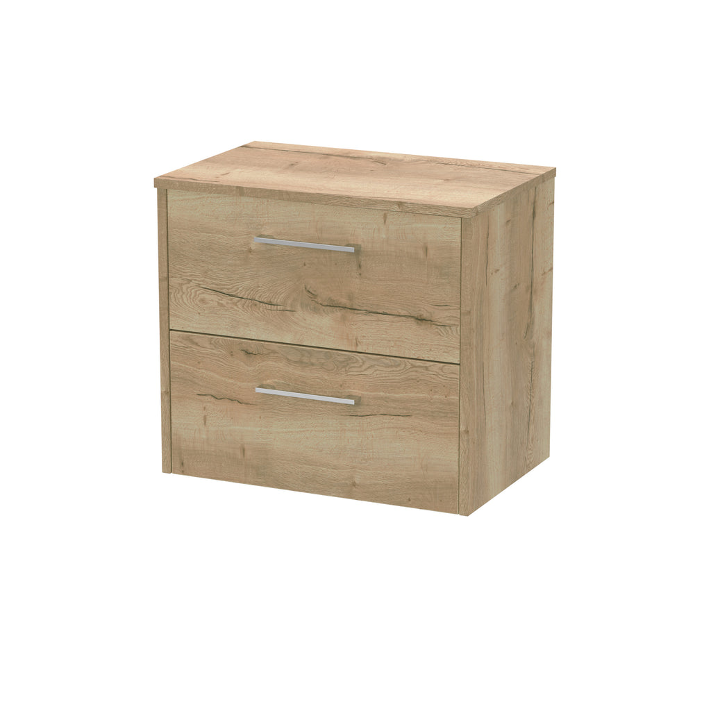 Wooden bathroom storage cabinet with two drawers, modern silver handles, ideal for bathroom organisation and decoration.