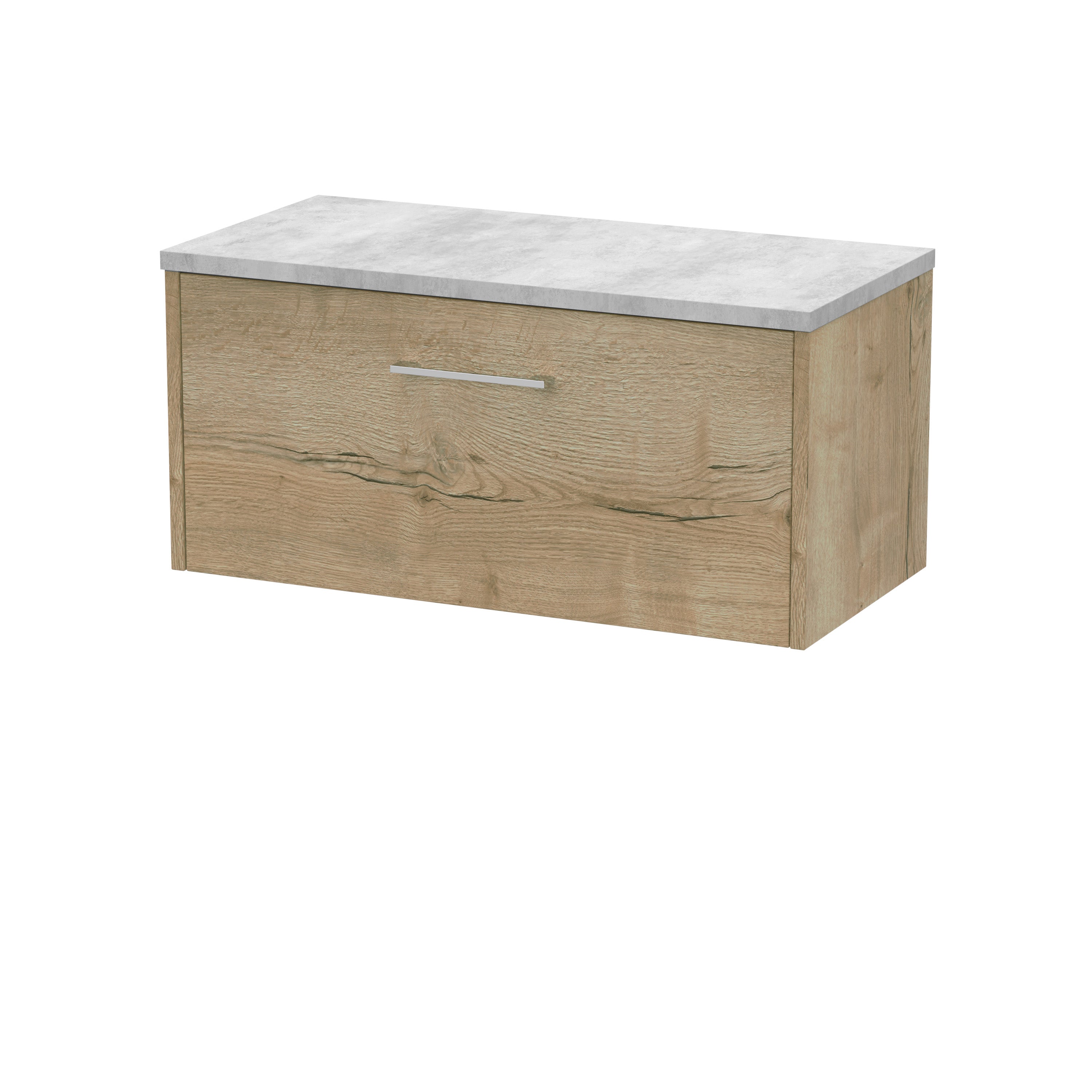Sleek wooden bathroom vanity with a marble top, modern design, and storage drawer for organised bathroom essentials. Perfect for contemporary bathroom interiors.