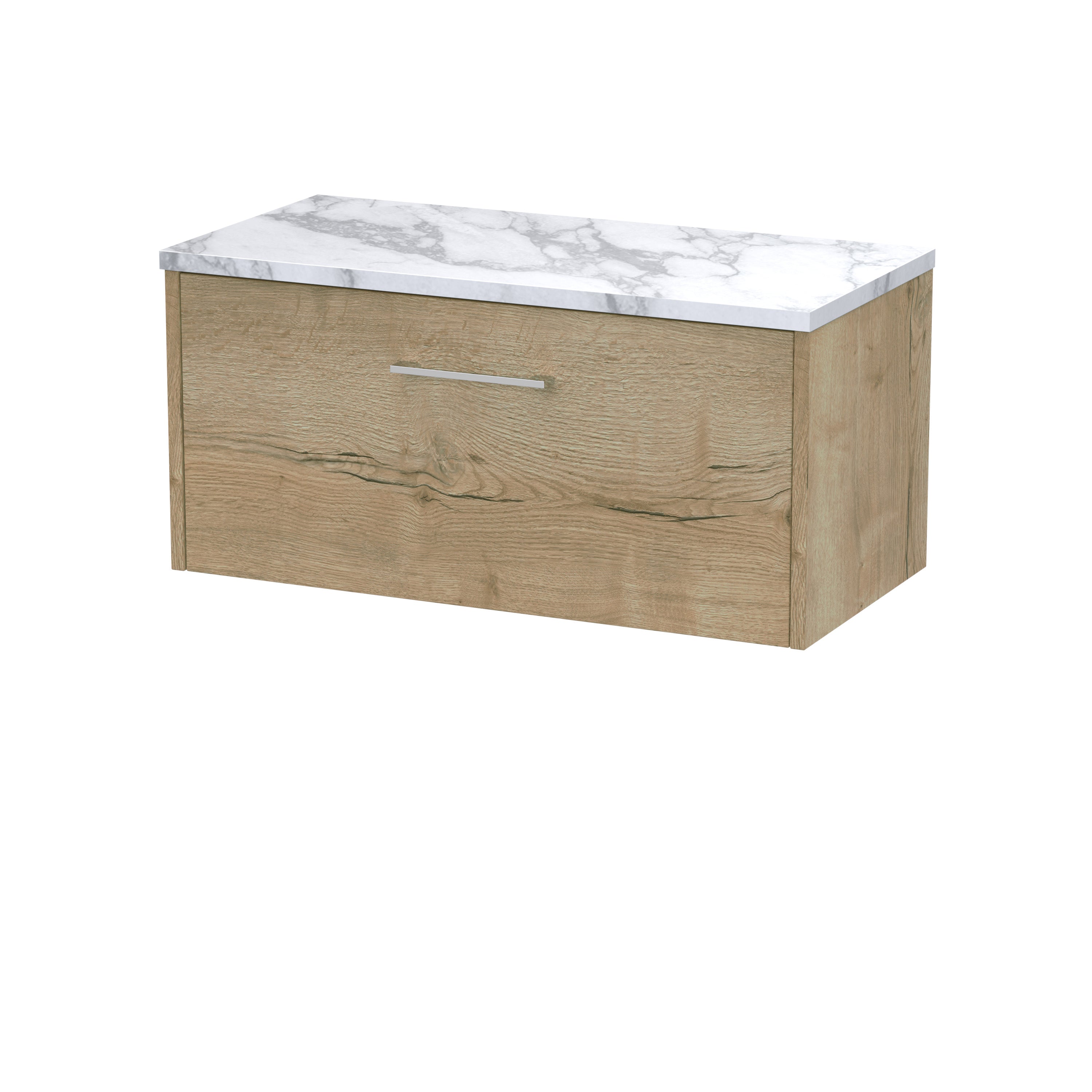 Sleek bathroom vanity with a white marble top and natural wood finish, ideal for modern bathroom interior design. Perfect for storage and enhancing bathroom aesthetics.