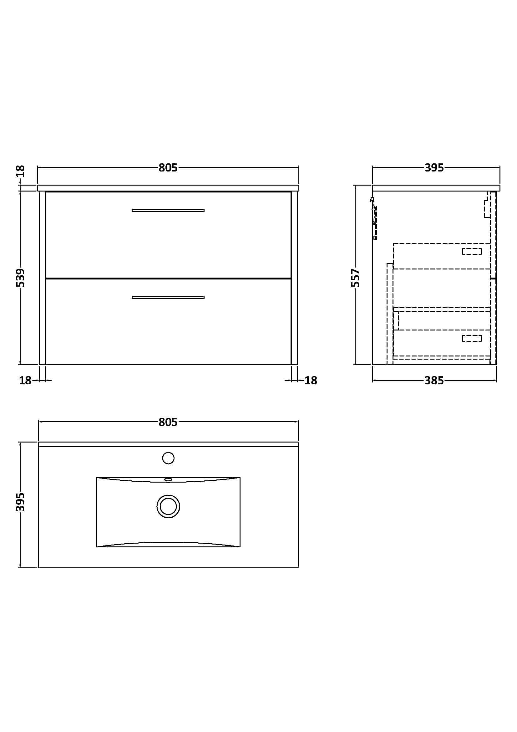 Sleek modern bathroom vanity with double drawers and integrated sink, designed for contemporary Bubly Bathrooms installations. Perfect for stylish and functional bathroom storage solutions.
