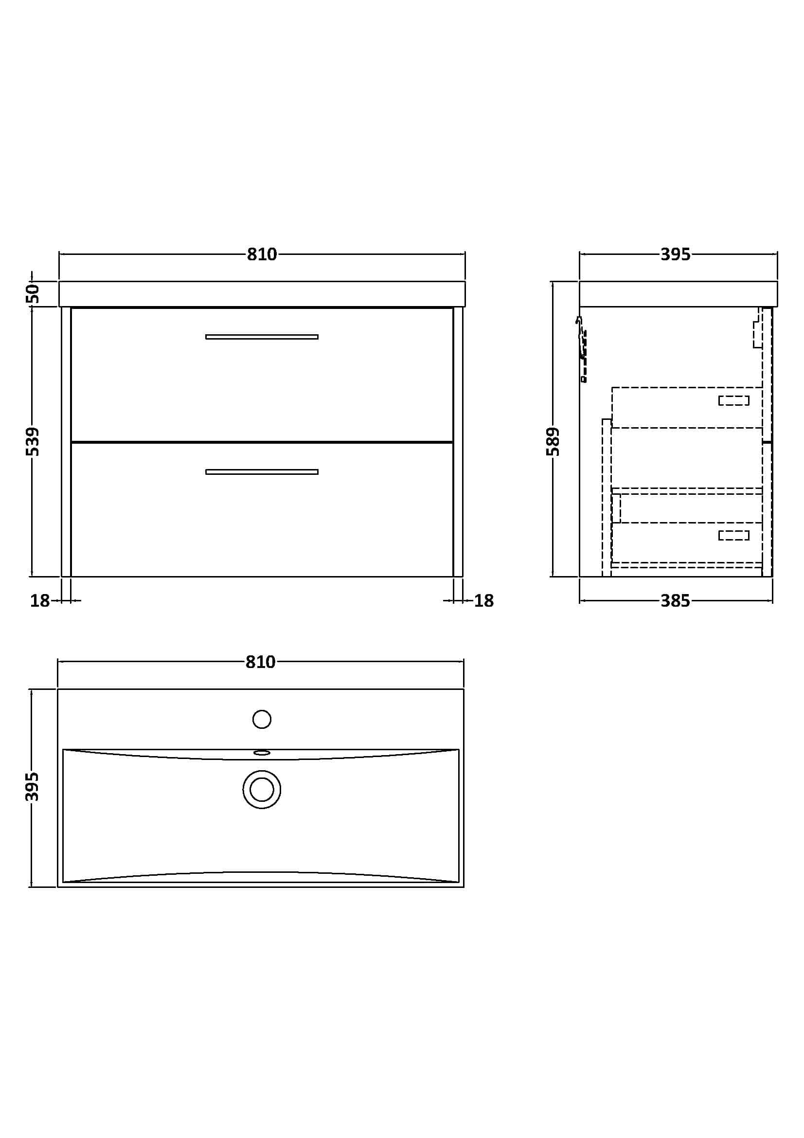 Sleek modern bathroom vanity with two spacious drawers, ideal for bathroom storage and interior design, featuring clean lines and a contemporary style.
