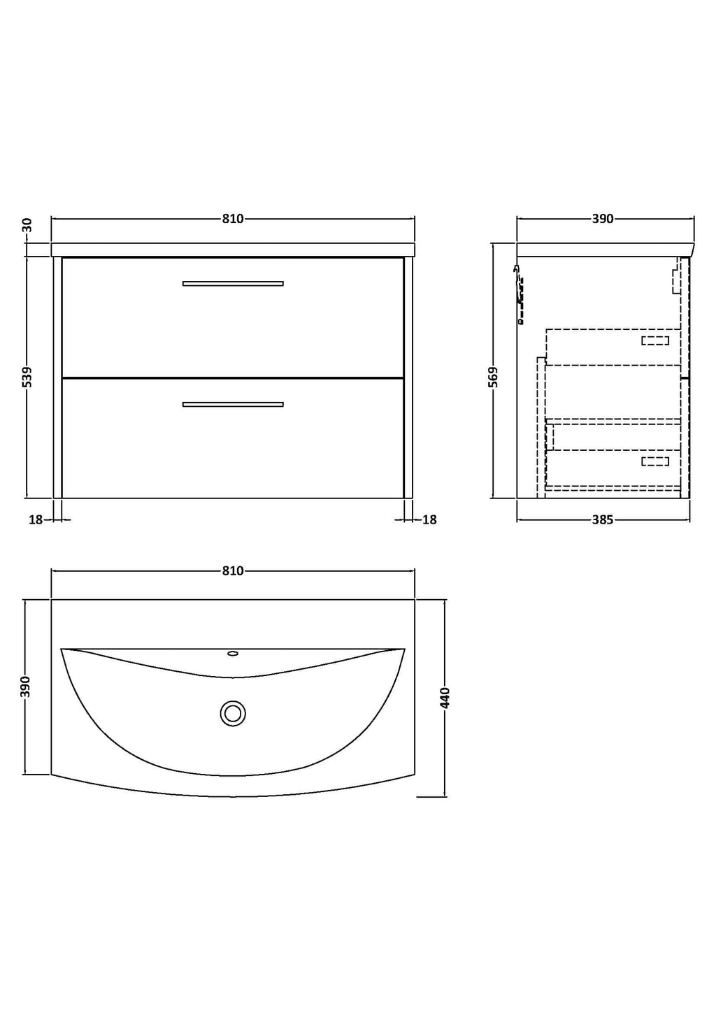 Sleek modern bathroom vanity with two drawers, providing ample storage and a clean aesthetic for contemporary Bubly bathroom designs.