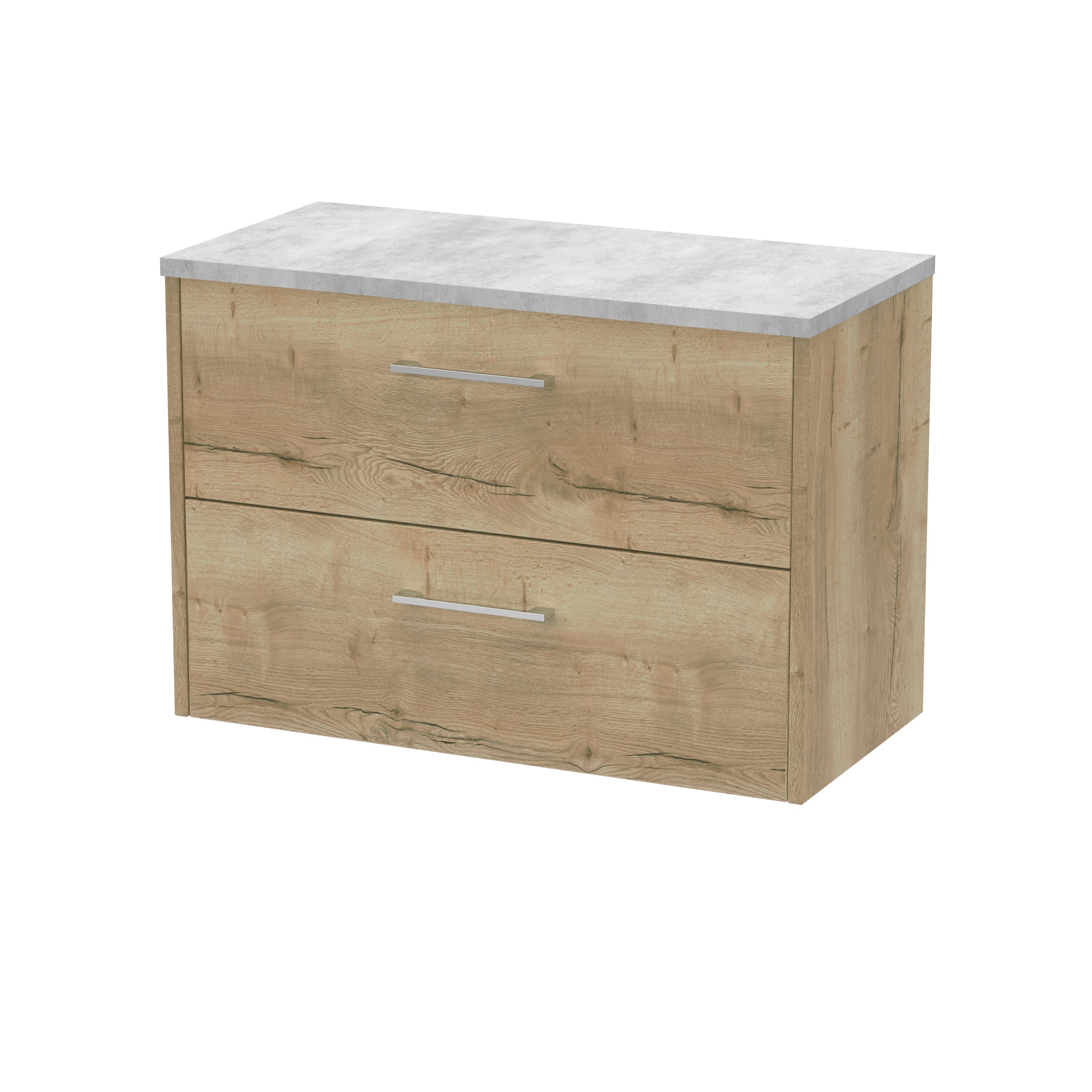 Wooden bathroom vanity with marble countertop and modern metal handles, ideal for contemporary bathroom interiors. Suitable for stylish bathroom storage solutions.