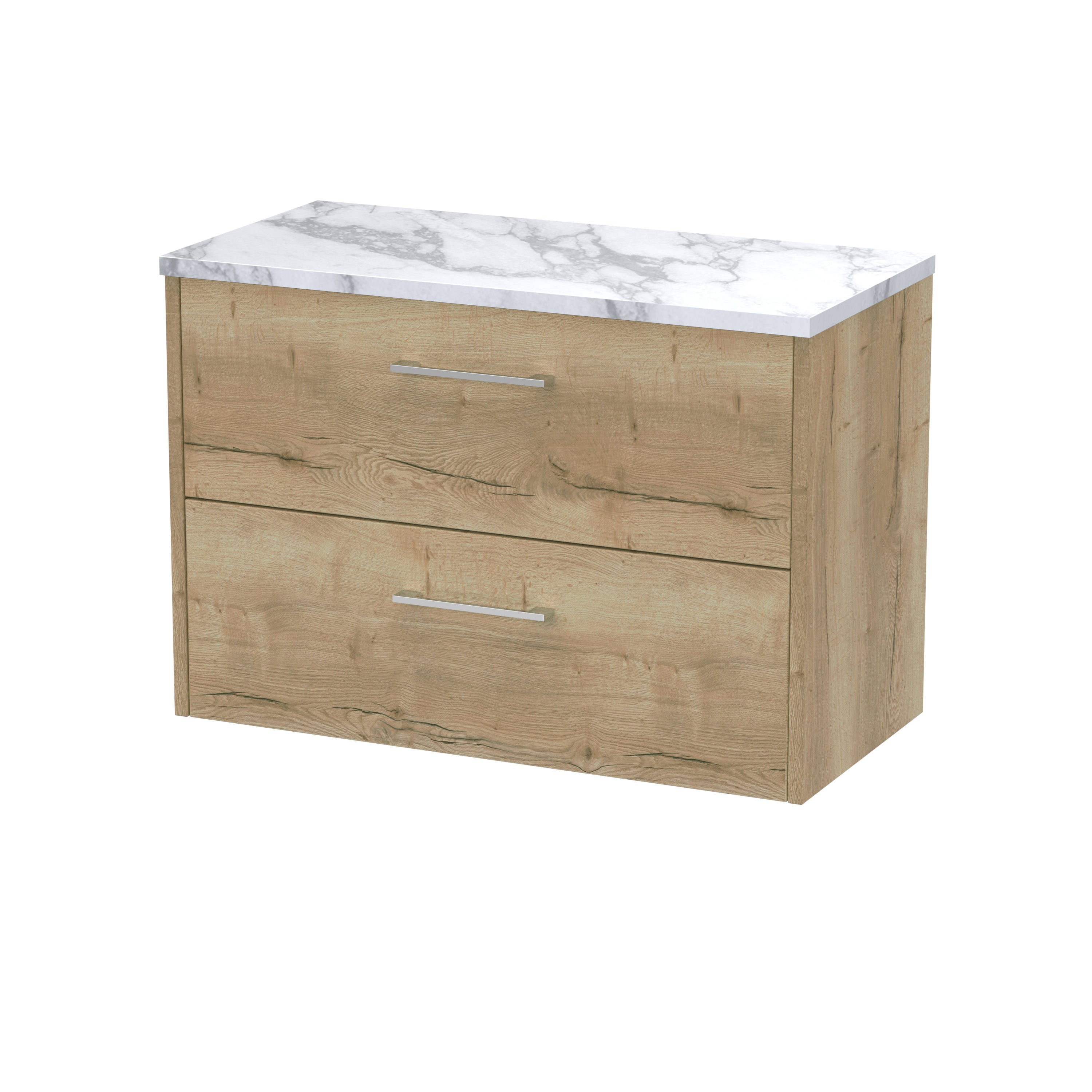 Sleigh bathroom cabinet with natural wood finish and white marble top, ideal for modern bathroom storage solutions. Durable, stylish design perfect for contemporary bathroom interiors.
