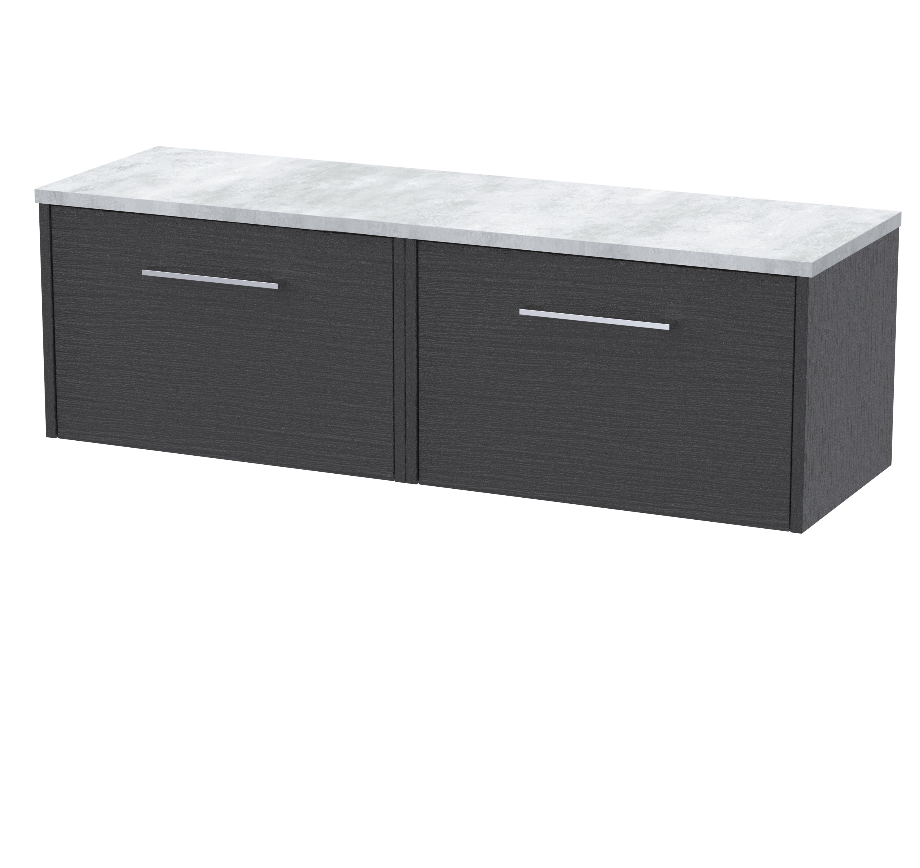 Stylish modern bathroom cabinet with dark wood finish and marble top, ideal for bathroom storage and decor, available at Bubly Bathrooms.