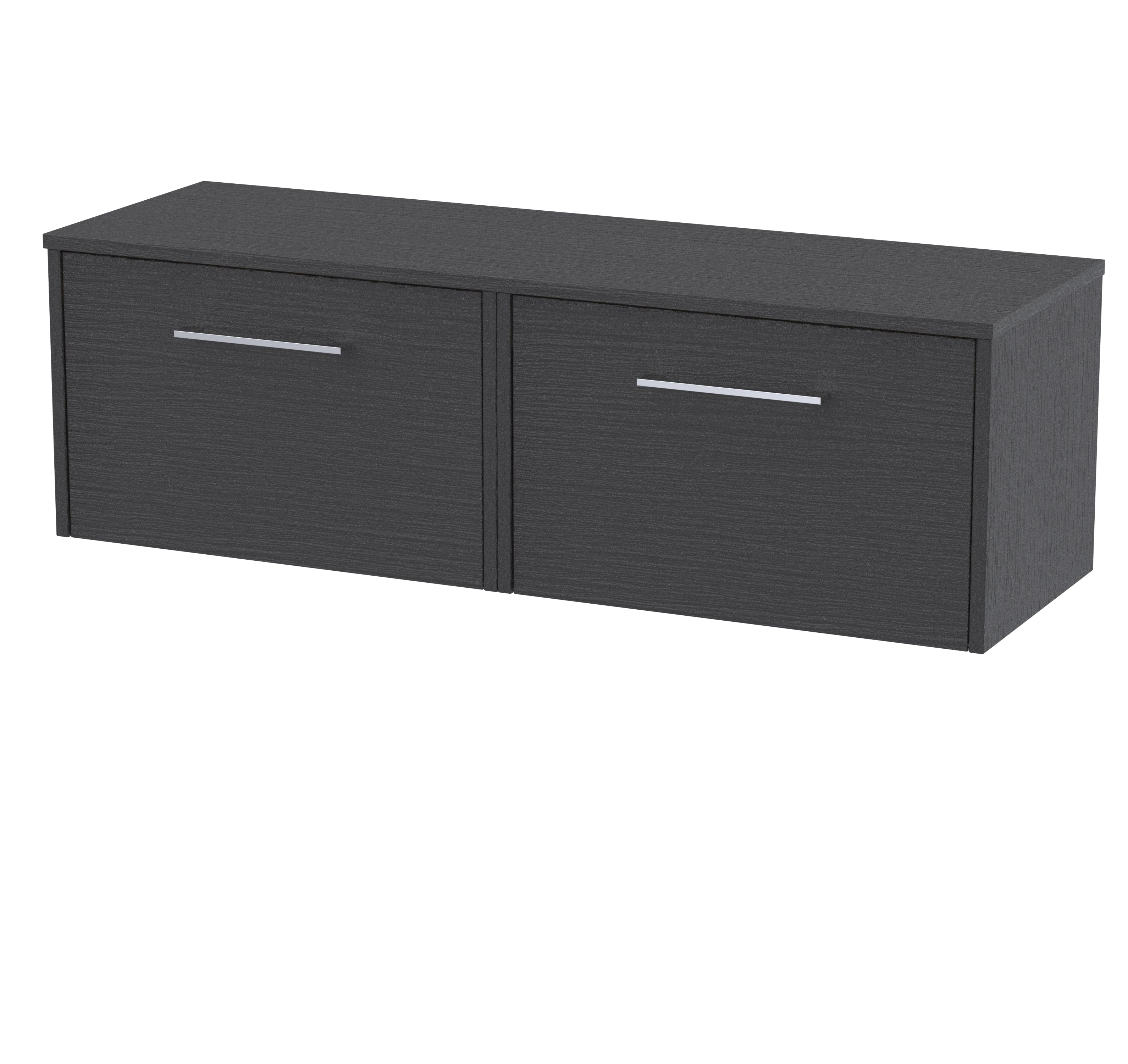 Contemporary black bathroom storage cabinet with sleek silver handles, ideal for modern bathroom organisation and space-saving solutions.