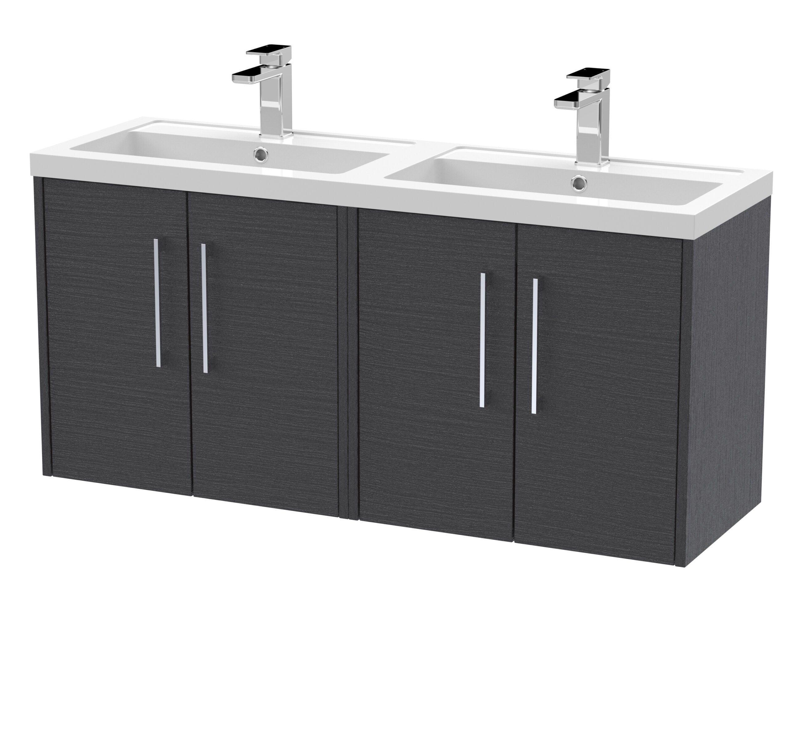 Hudson Reed Juno 4 Door Wall Hung Vanity Unit With Double Polymarble Basin - 1200mm Wide