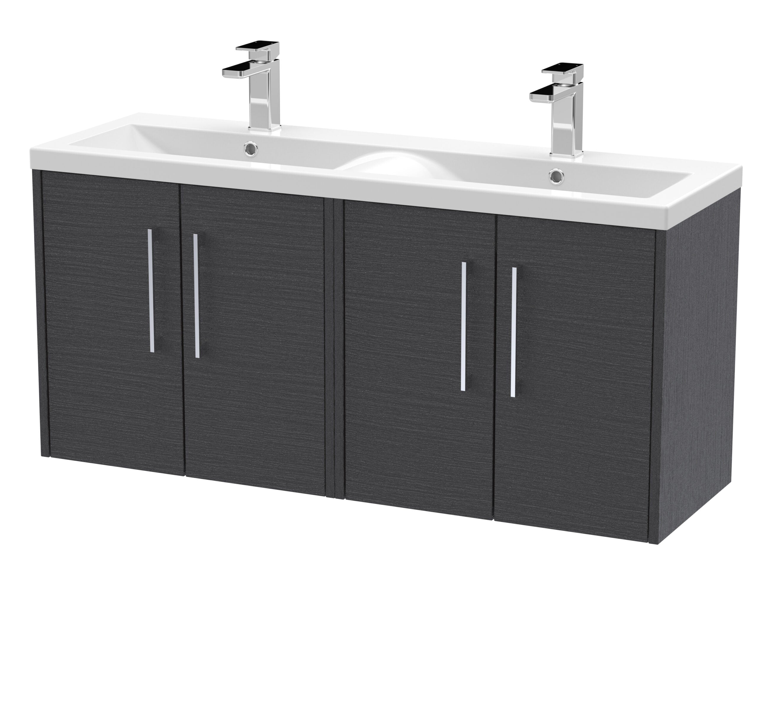 Hudson Reed Juno 4 Door Wall Hung Vanity Unit With Double Ceramic Basin - 1200mm Wide