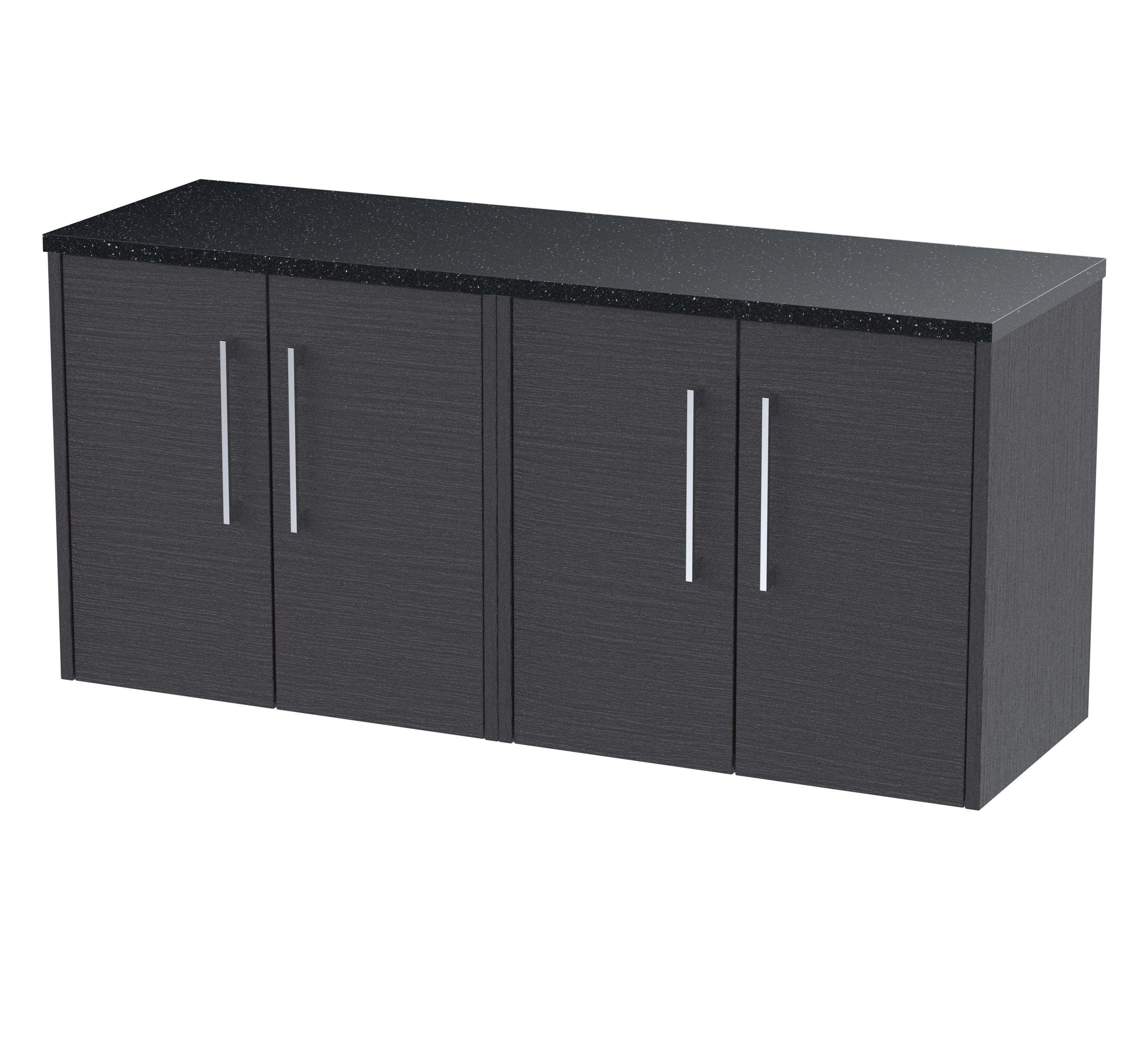 Sleek black bathroom storage cabinet with modern handles and durable finishes for stylish organisation. Perfect for contemporary bathroom interiors and increasing storage space.