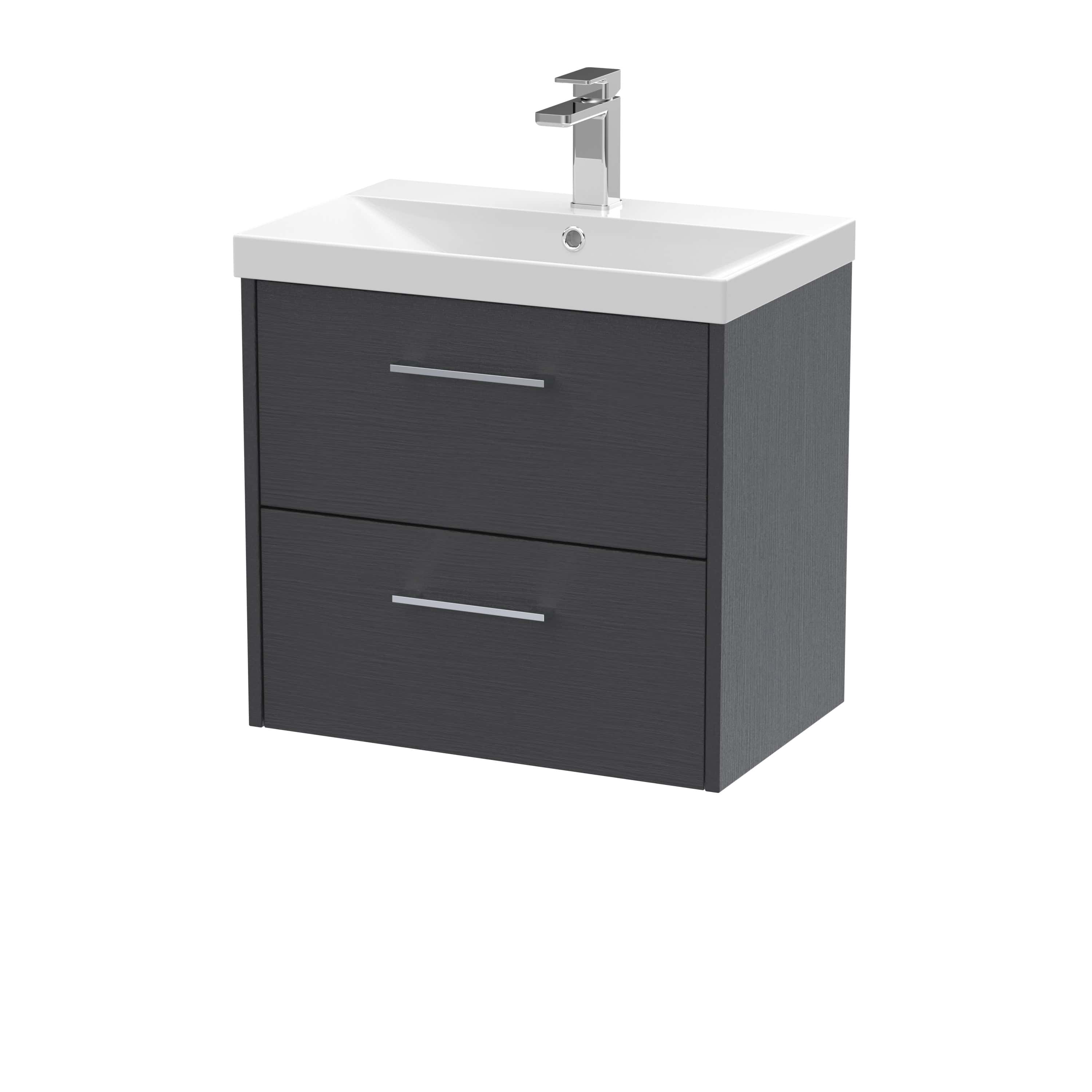 Sleek modern bathroom vanity unit with integrated sink, dark wood finish, and chrome handles, designed for luxury bathroom bathrooms and stylish storage solutions.