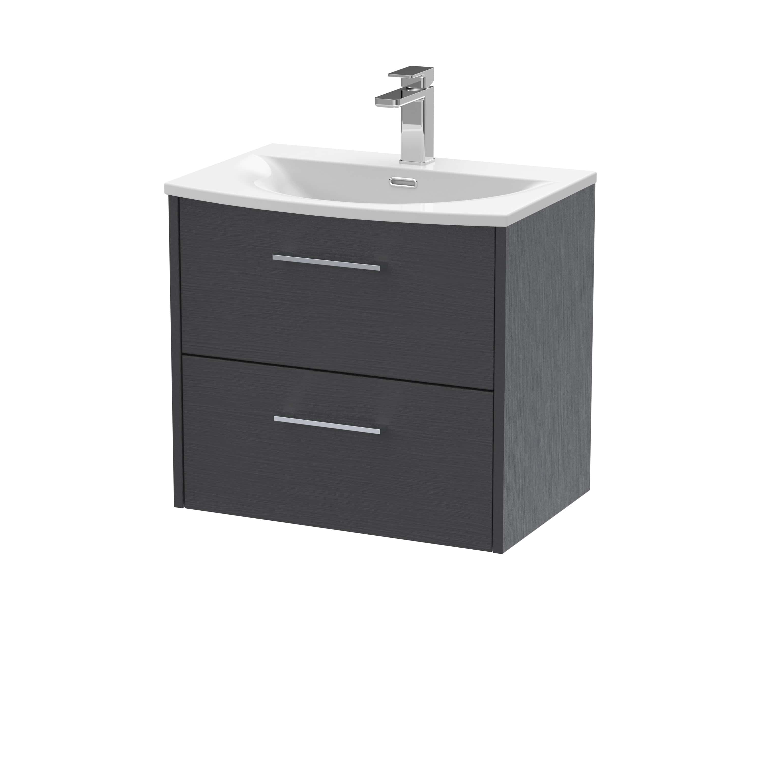 Modern grey bathroom vanity unit with integrated sink and chrome faucet, ideal for stylish bathroom storage and design.