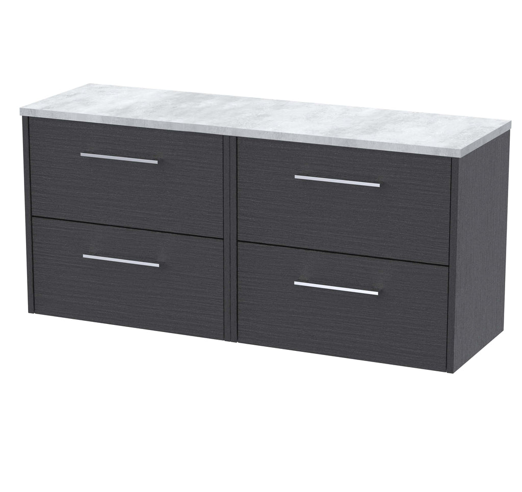 Hudson Reed Juno 4 Drawer Wall Hung Vanity Unit With Worktop - 1200mm Wide