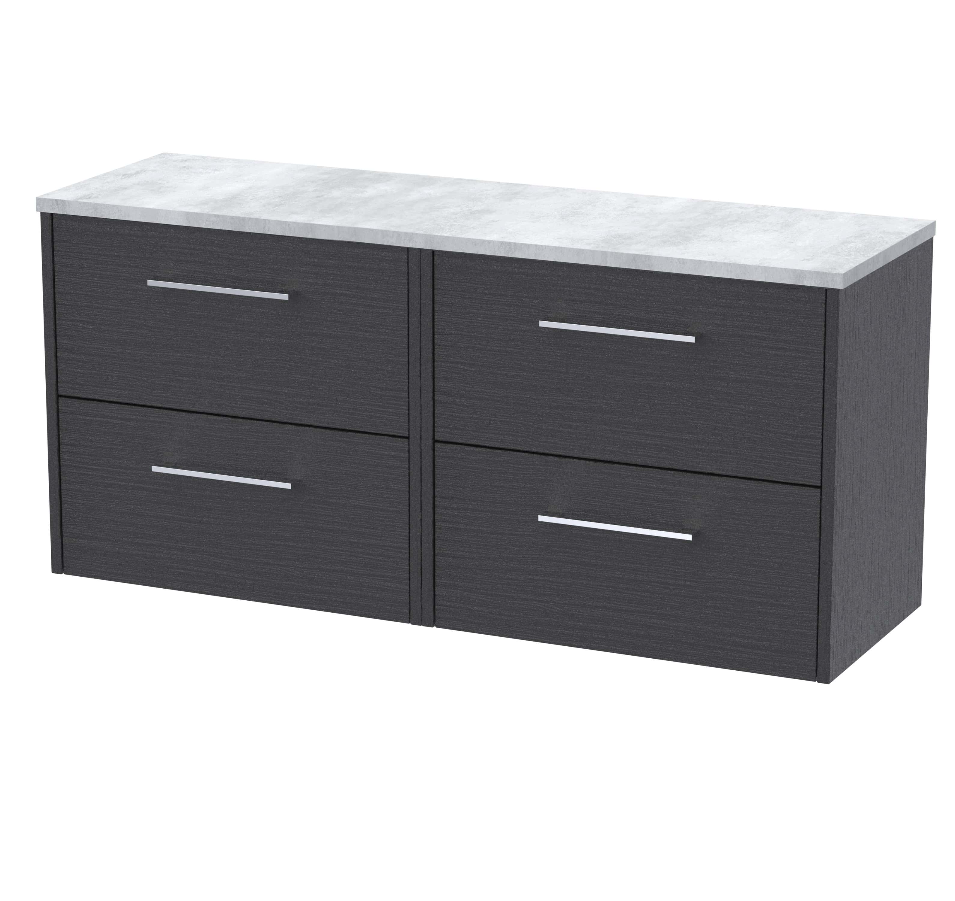 Hudson Reed Juno 4 Drawer Wall Hung Vanity Unit With Worktop - 1200mm Wide