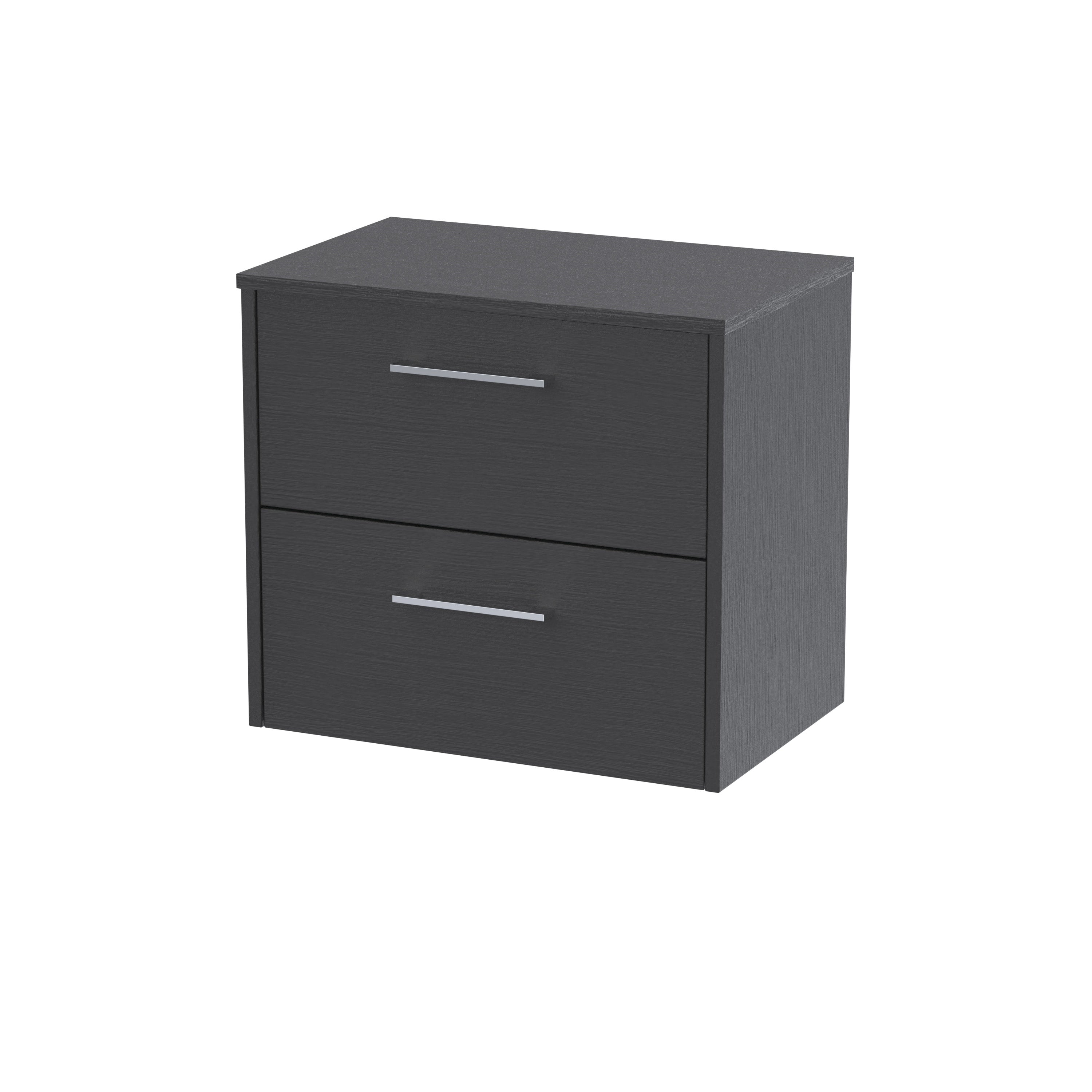 Sleek black bathroom storage cabinet with two drawers, modern design, ideal for bathroom organisation and space-saving storage solutions.