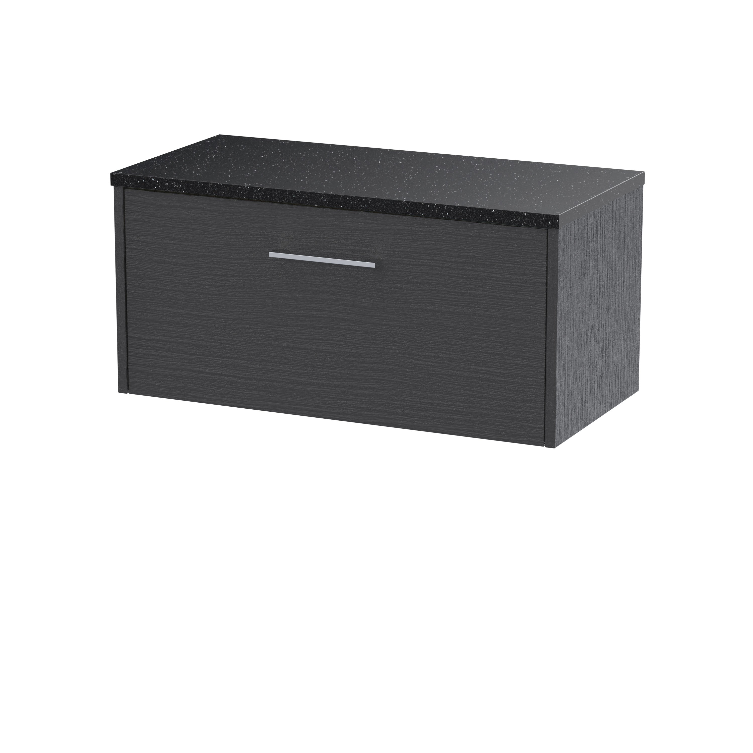 Sleek black bathroom storage cabinet with a textured finish and a modern handle, providing ample space for bathroom essentials and seamlessly blending with contemporary bathroom decor.