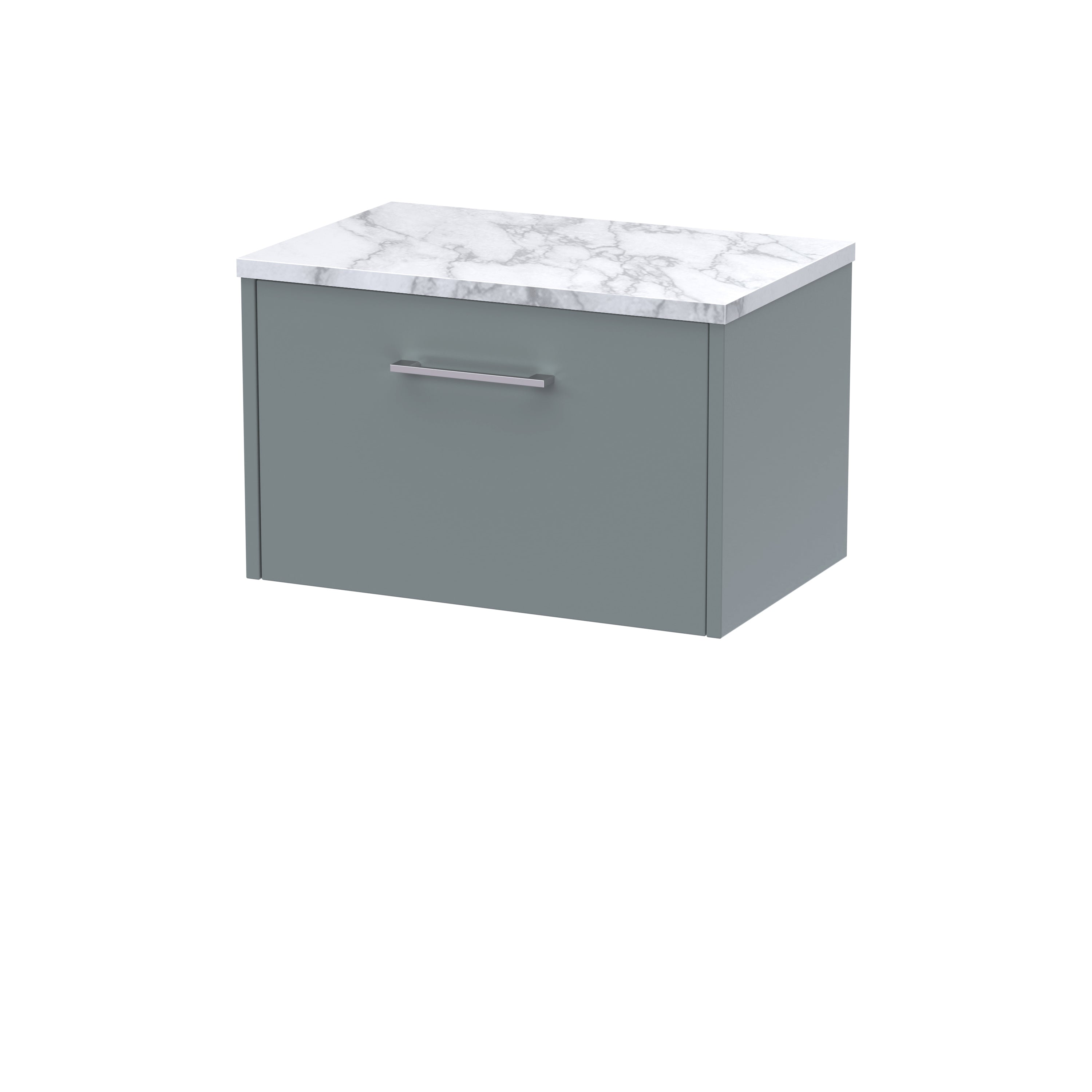 Modern grey bathroom vanity with marble countertop, sleek handle design, perfect for contemporary bathrooms. Durable construction and stylish appearance for a clean, elegant look.