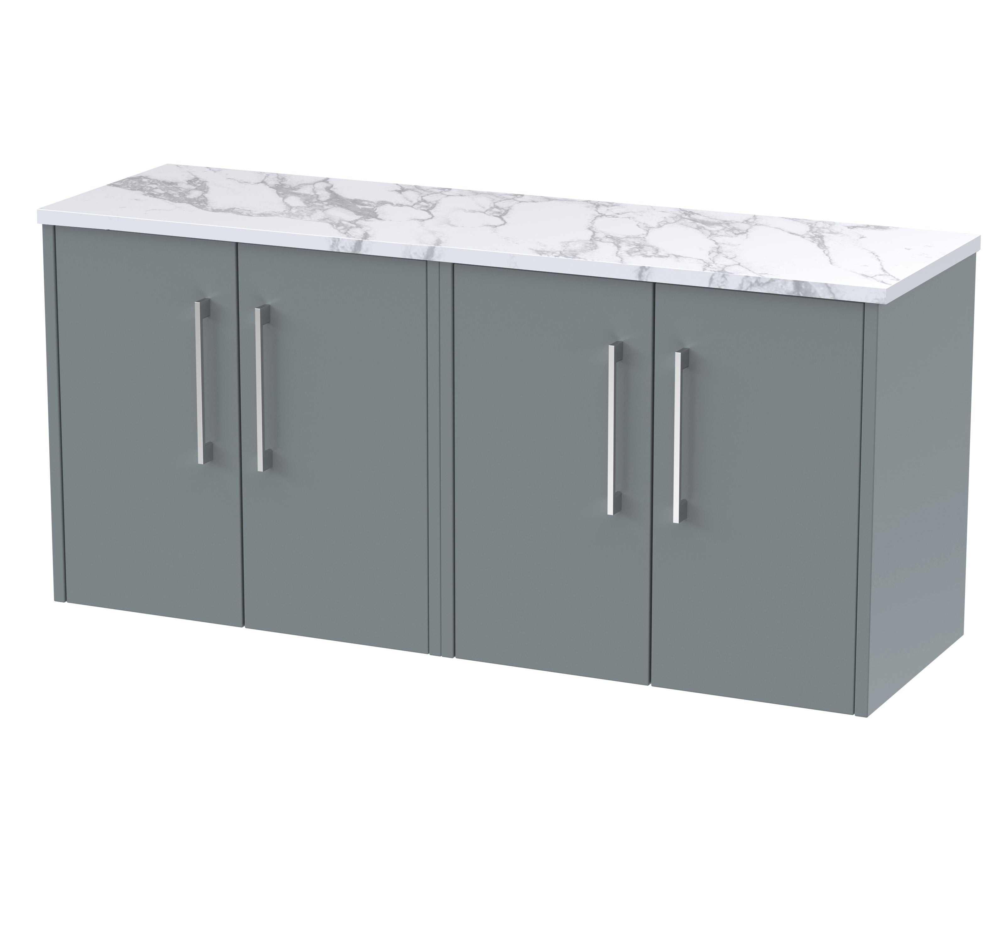 Sleek grey bathroom storage cabinet with marble-effect countertop, modern design, durable finish, perfect for bathroom organisation and contemporary décor.