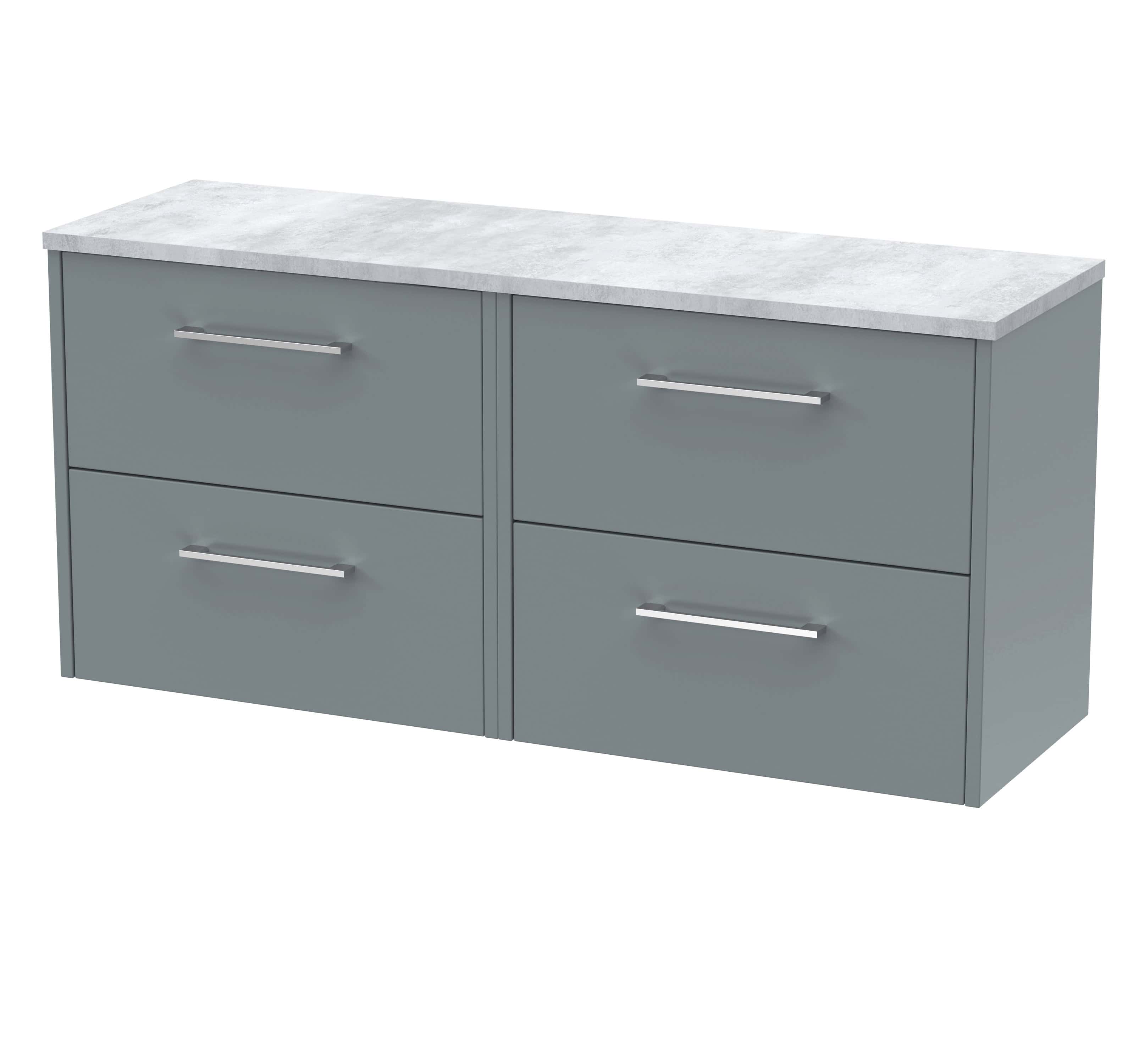Sleek grey bathroom vanity with four spacious drawers and a marble countertop, designed for modern bathroom storage solutions. Perfect for contemporary bathroom decor.