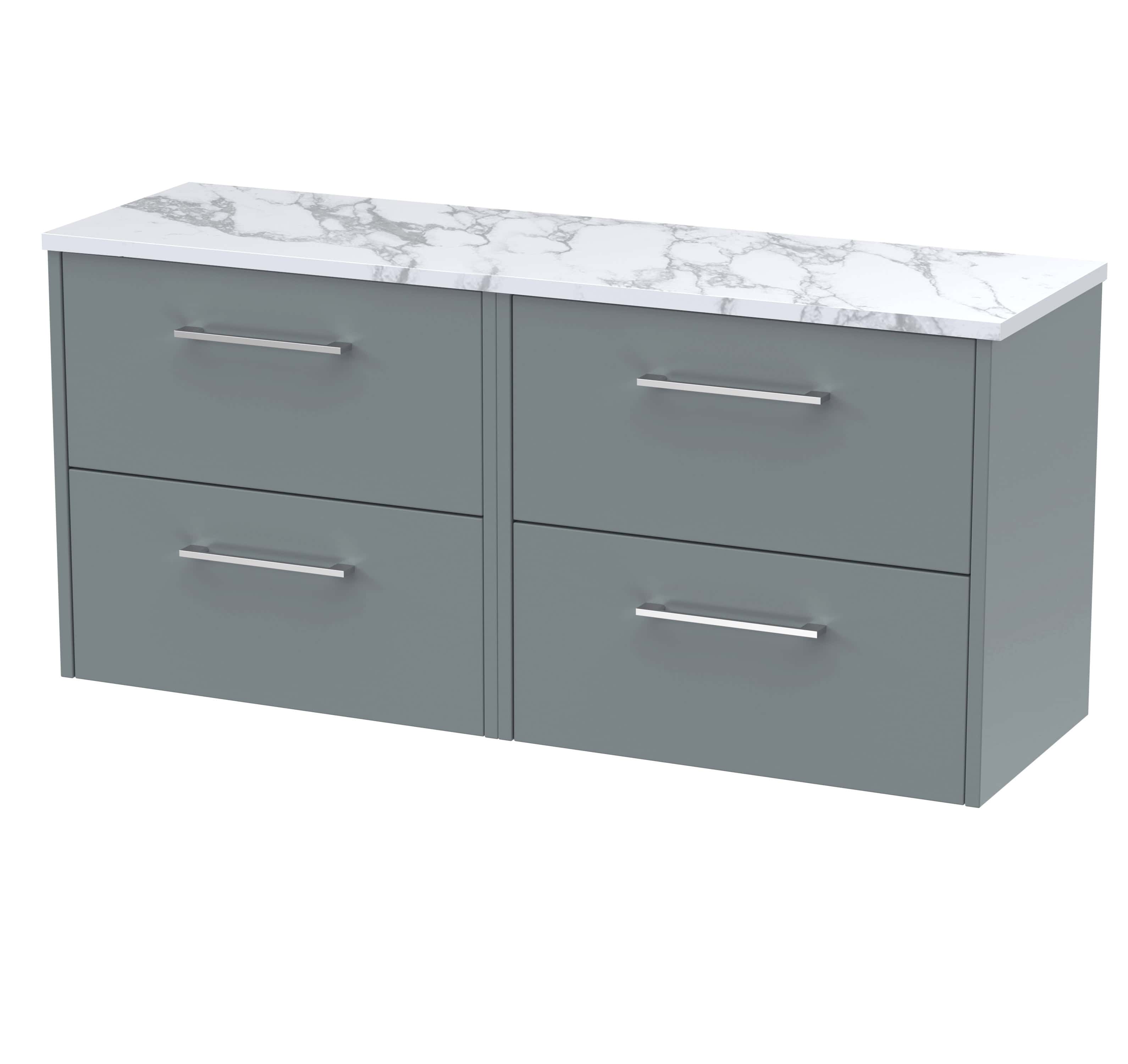 Sleek grey bathroom storage unit with marble effect countertop, modern handles for a chic bathroom decor, perfect for organising essentials, spacious drawers, contemporary bathroom furniture for a stylish look.