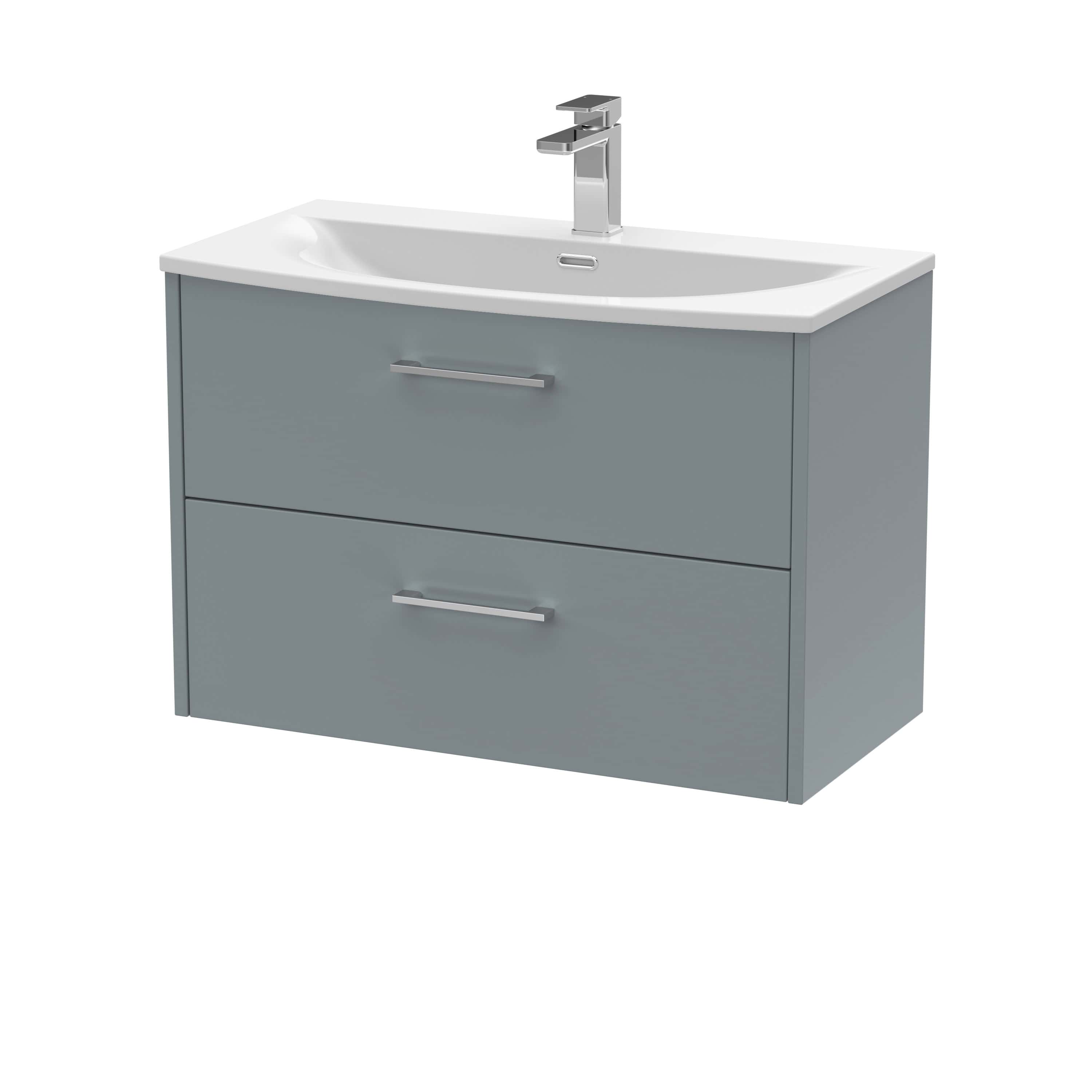 Sleek grey bathroom vanity with integrated sink, modern chrome handles, and contemporary design perfect for stylish bathroom storage and bathroom fixtures.