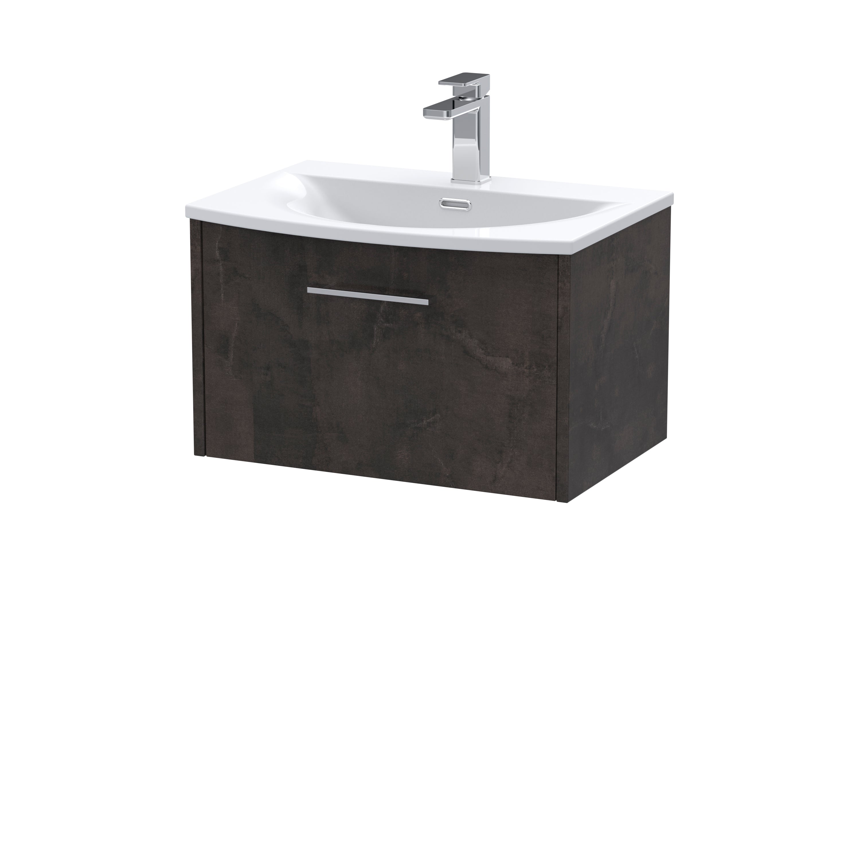 Modern bathroom vanity unit with white ceramic sink and sleek chrome tap, ideal for contemporary bathrooms, offering practical storage and stylish design.