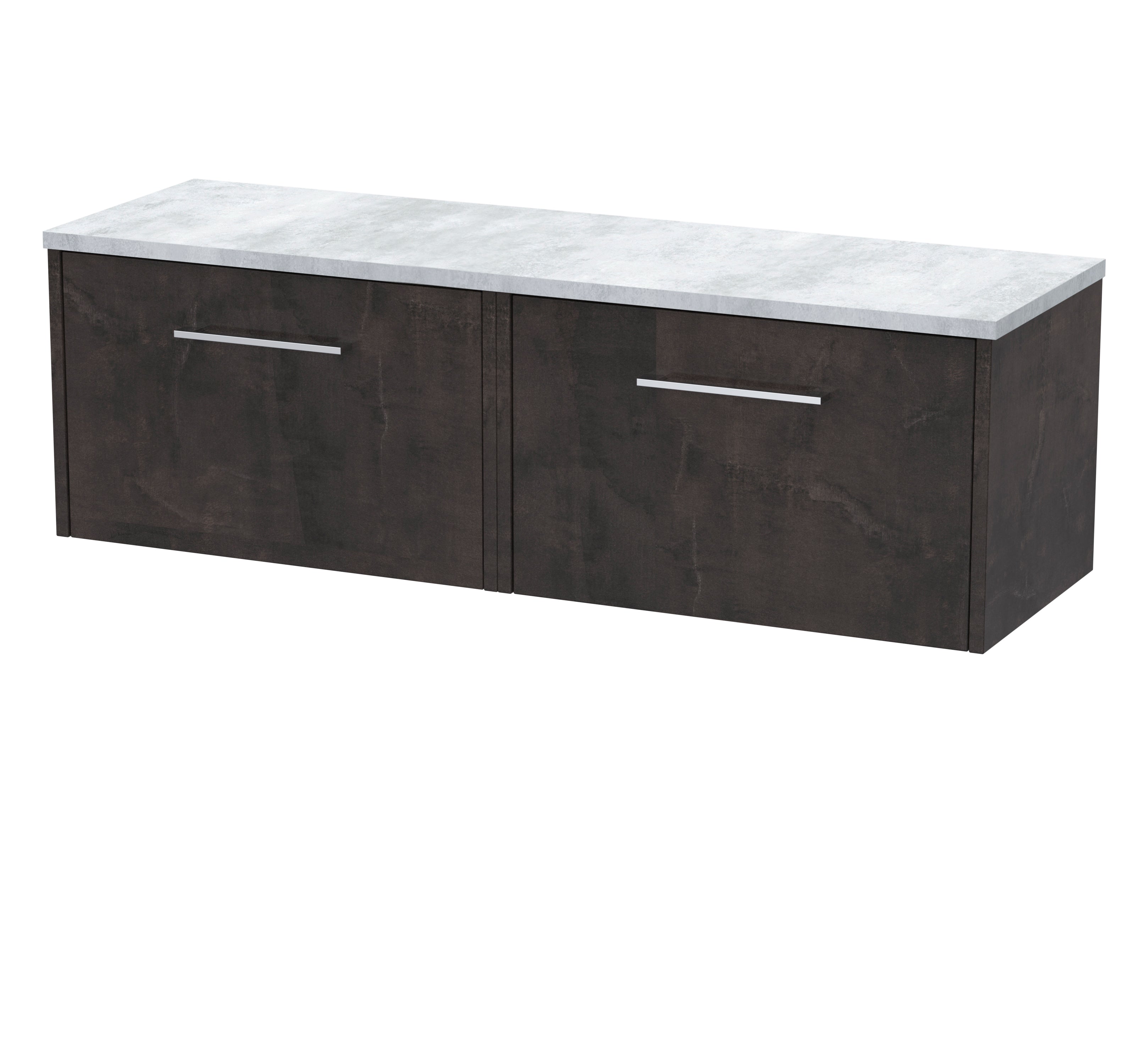 Modern bathroom vanity unit with dark wood finish and white marble top, perfect for contemporary bathroom interiors.
