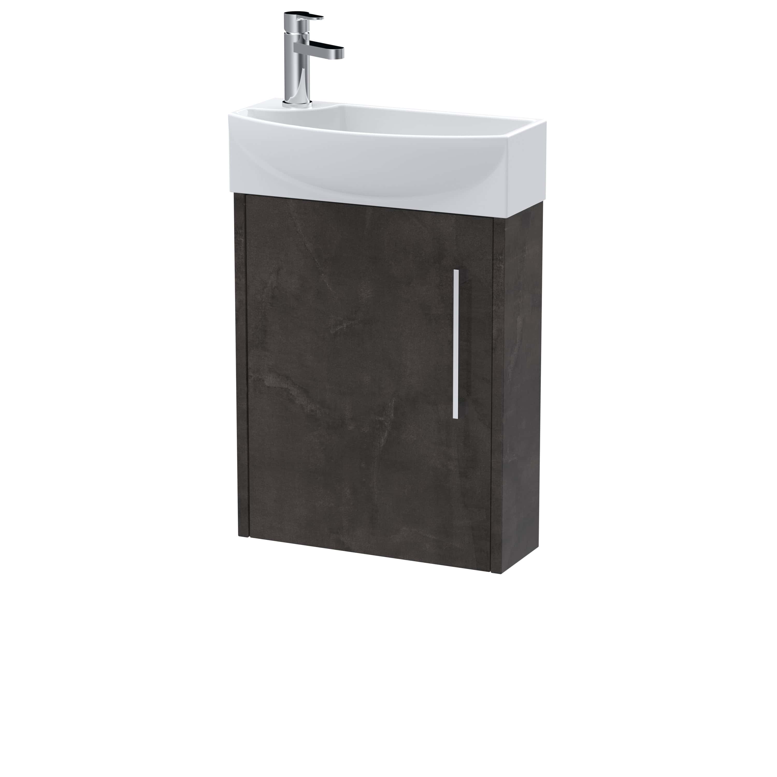 Sleek bathroom vanity unit with integrated sink and contemporary chrome faucet for modern bathroom design. Perfect for stylish and functional bathroom storage solutions.