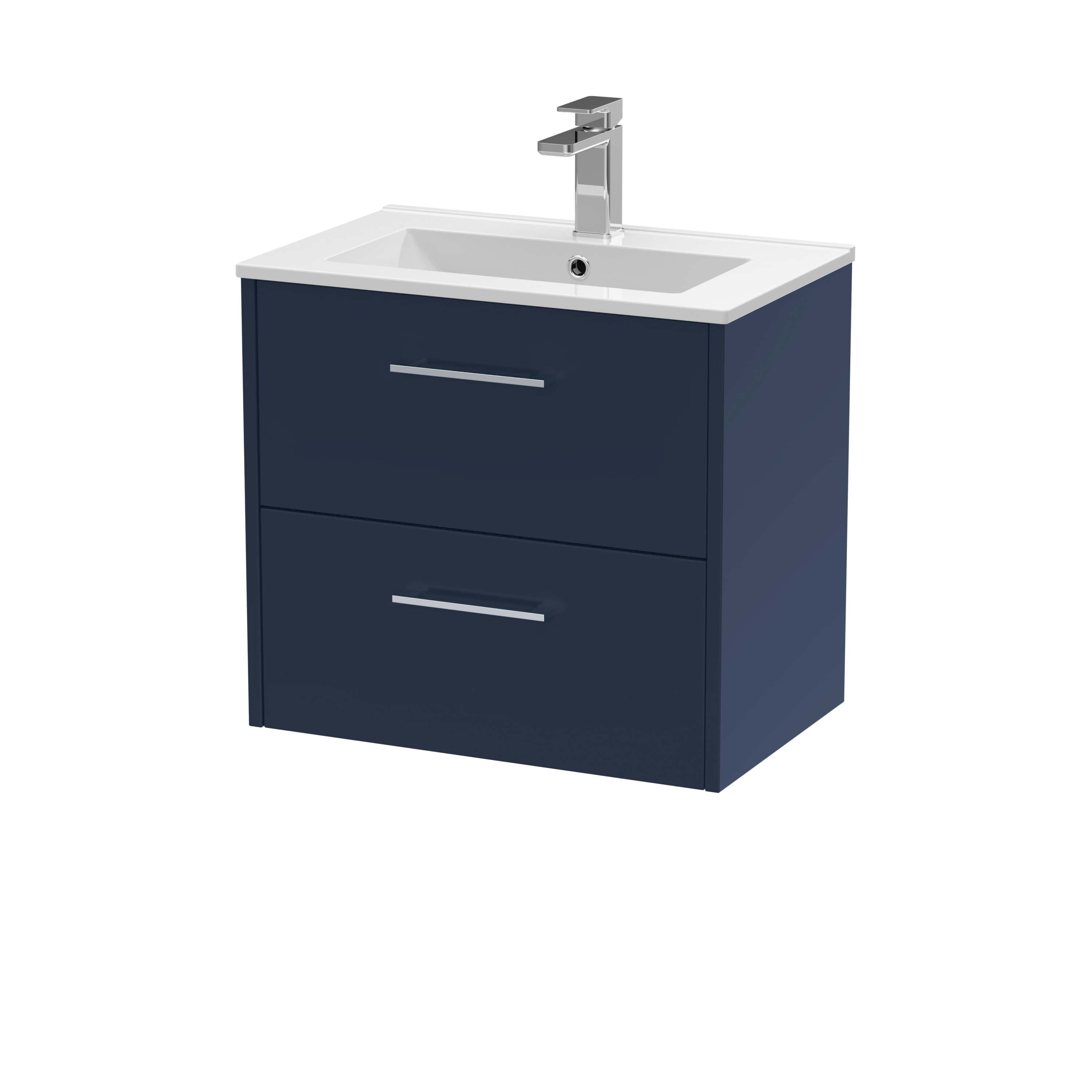 Modern blue bathroom vanity unit with integrated sink and chrome faucet, perfect for contemporary bathroom designs, providing stylish storage and functional washbasin facilities.