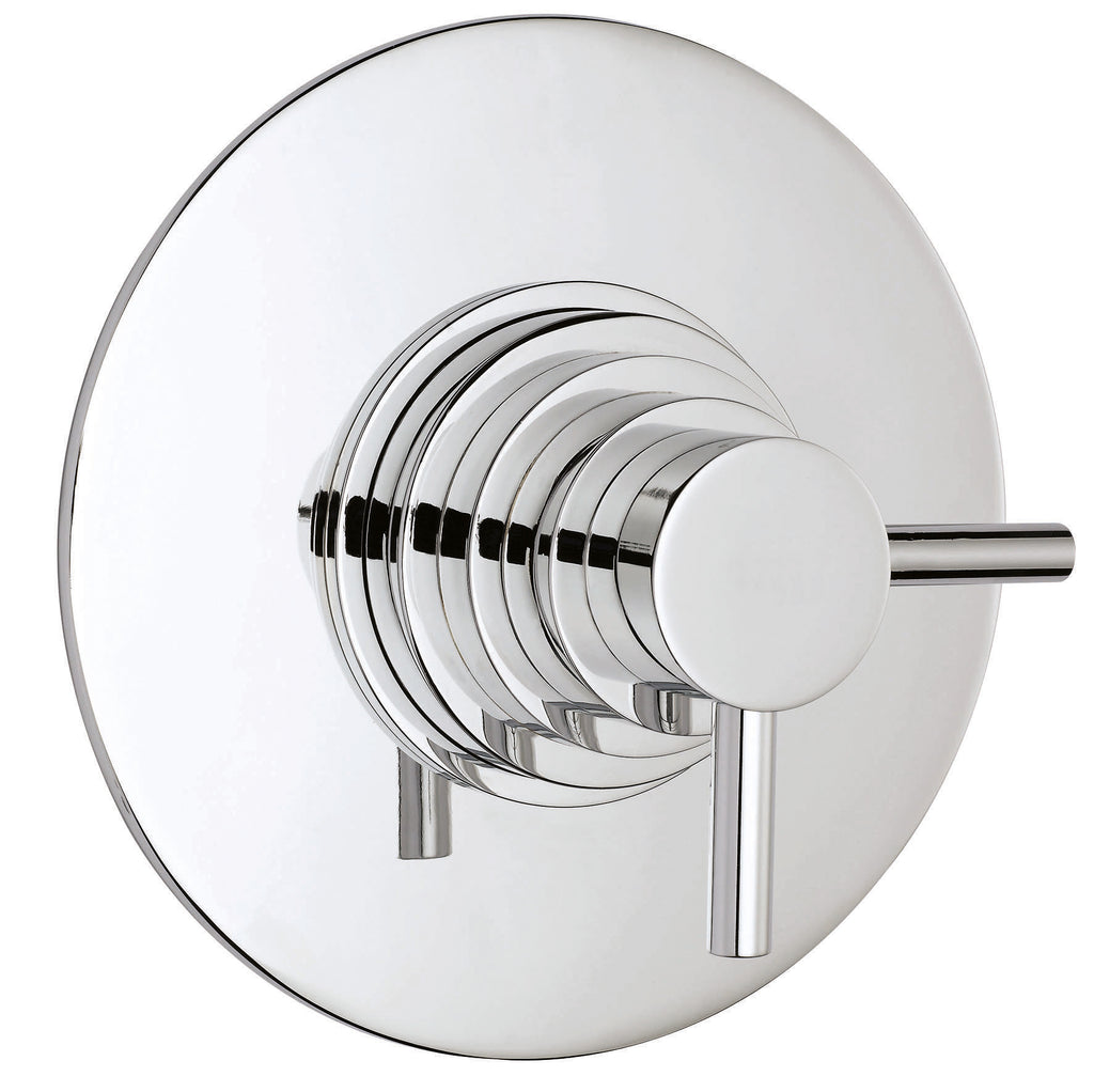Sleek modern thermostatic shower control with chrome finish, designed for luxury baths and seamless bathroom renovations. Perfect for contemporary Bubly Bathrooms designs.