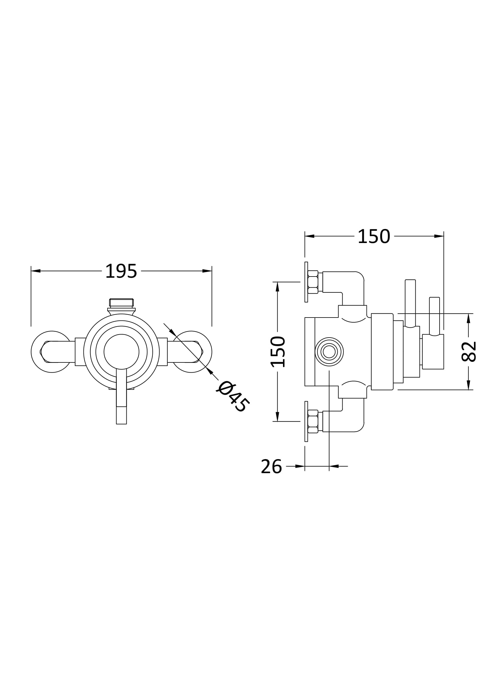 High-quality technical drawing of Bubly Bathrooms bathroom faucet with detailed measurements, ideal for bathroom renovation, plumbing, and installation projects.